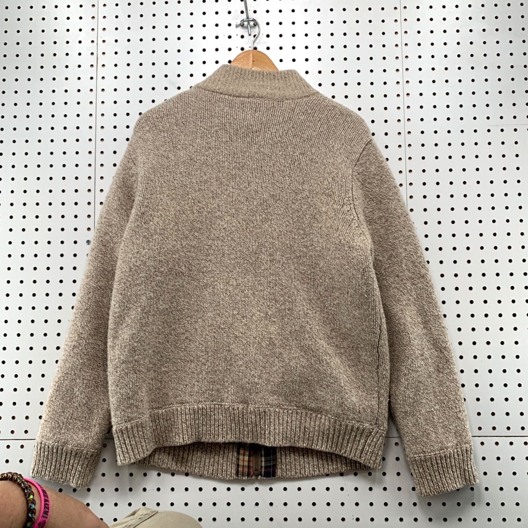 Vintage LL Bean Lambswool Knit Zip Jacket Mens Large Brown Flannel Lined Bomber Jacket 21x27.5 Size US L / EU 52-54 / 3 - 2 Thumbnail