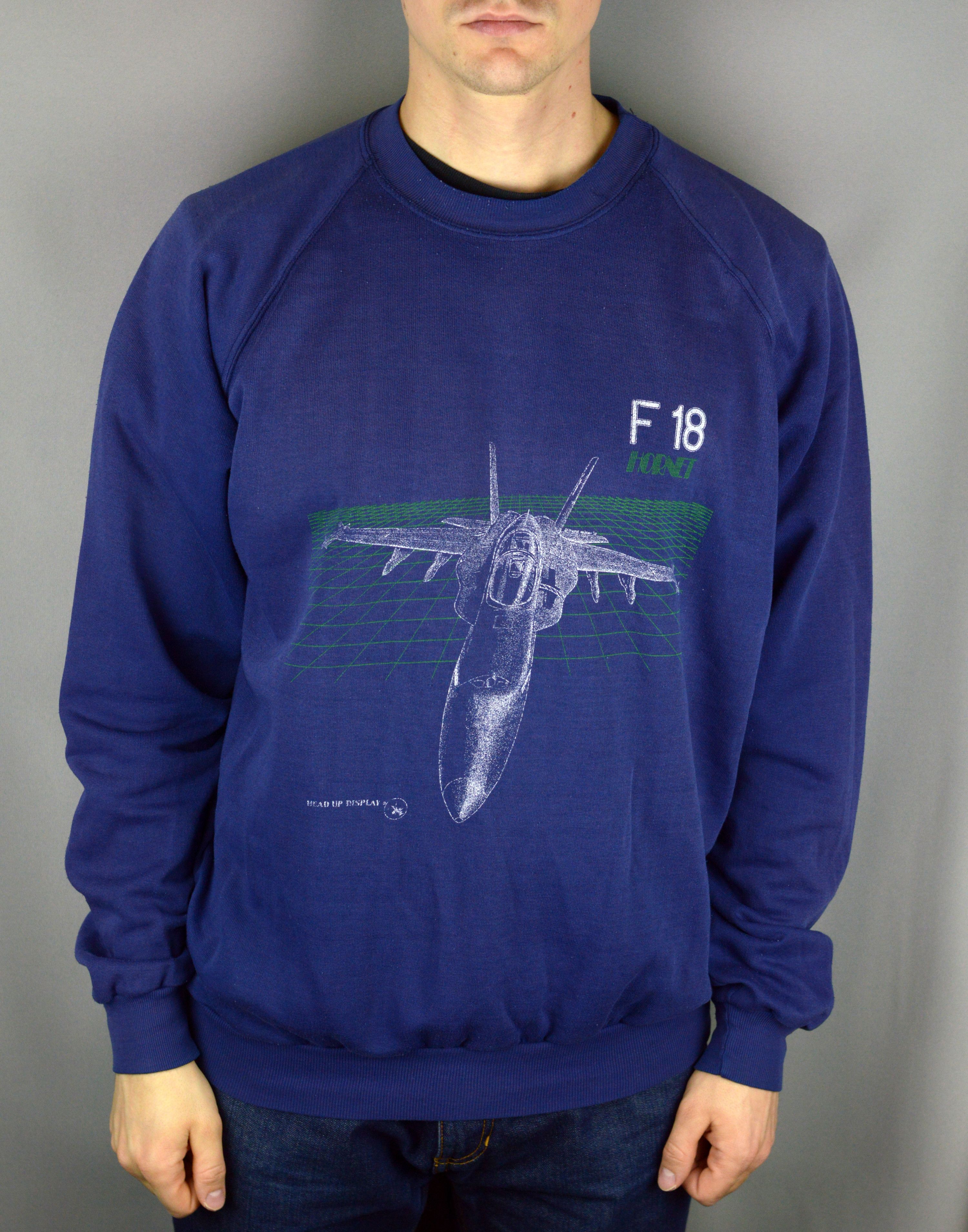 Vintage Vintage F 18 Hornet 90s sweatshirt Size US XL / EU 56 / 4 - 1 Thumbnail