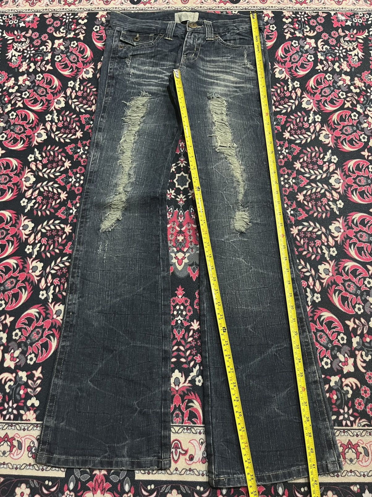 If Six Was Nine Japanese Brand Cook Cracked Washed Distressed Flare Jeans Size 30" / US 8 / IT 44 - 10 Thumbnail