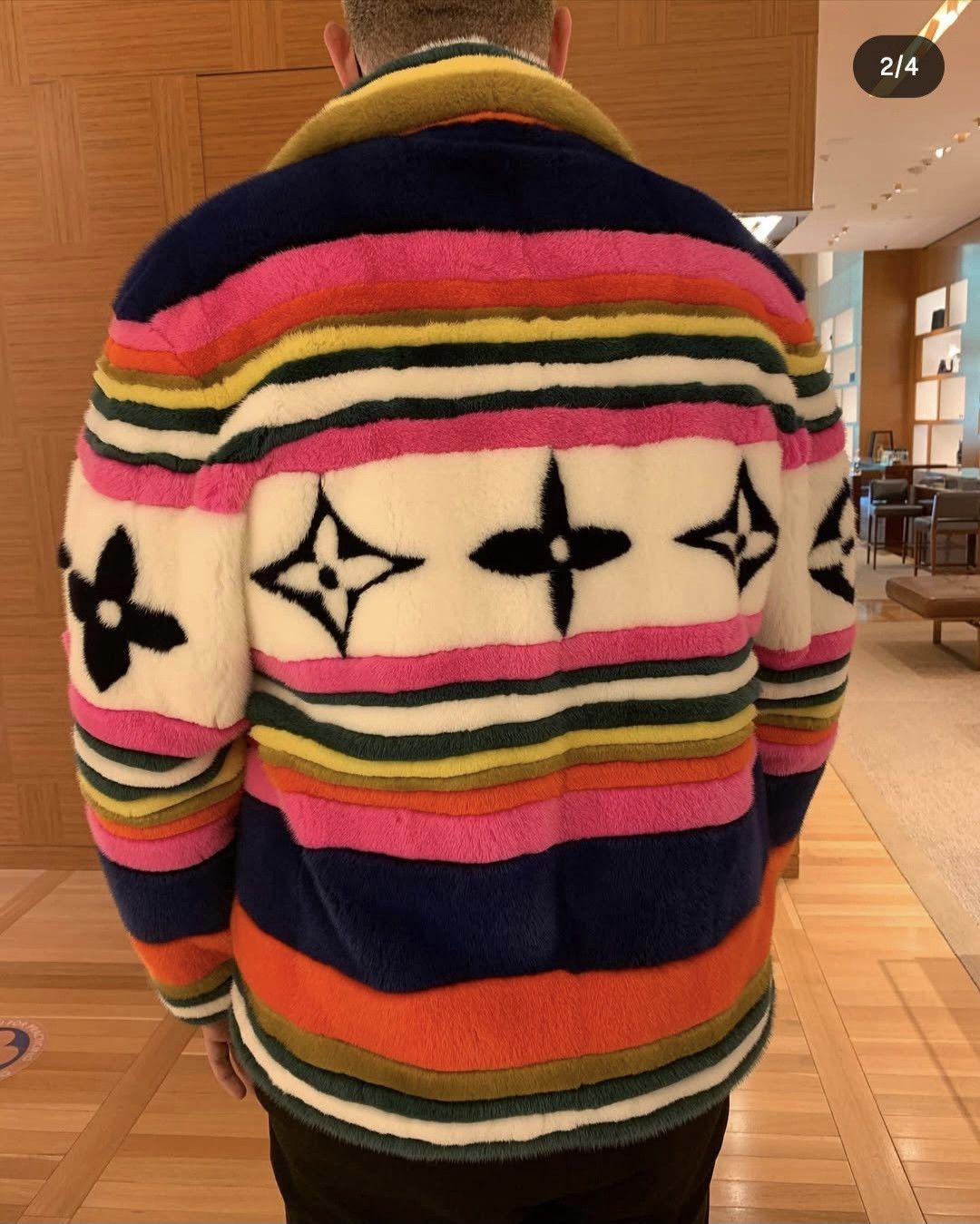 Louis Vuitton Louis Vuitton MultiColor Patchwork Striped Mink Jacket Size L / US 10 / IT 46 - 4 Thumbnail