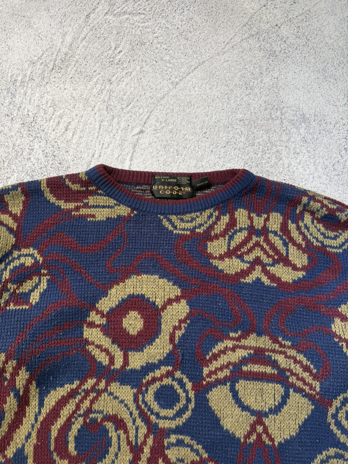 Japanese Brand VINTAGE Uniform Code Mens Crew Neck Geometric Sweater Y2K Size US L / EU 52-54 / 3 - 6 Thumbnail