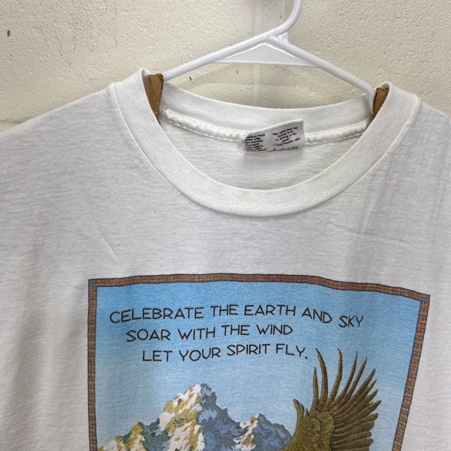 Vintage VINTAGE Maggie’s Organic Cotton Eagle Nature Earth T-Shirt XL White Graphic Print 90s Unisex Size US XL / EU 56 / 4 - 5 Thumbnail