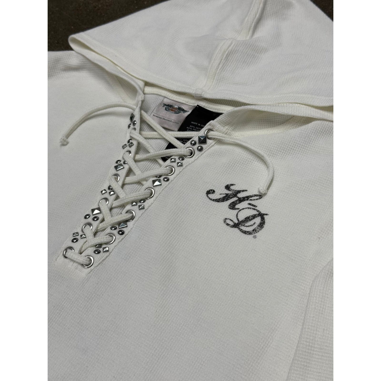 Harley Davidson Vintage Y2K Harley Davidson Lace Up Sweatshirt Size XL / US 12-14 / IT 48-50 - 5 Thumbnail