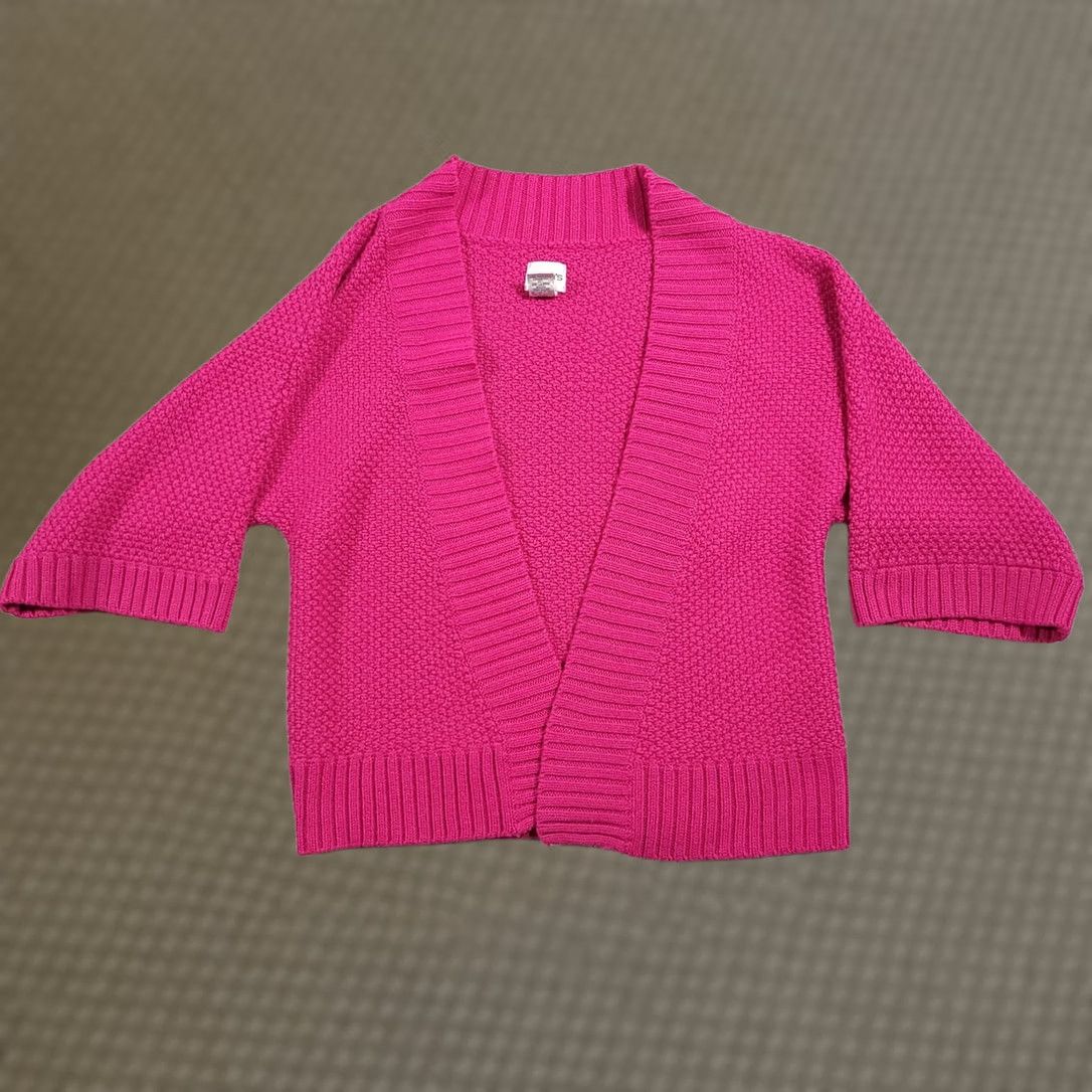 Vintage Chico's Cardigan Women's Open Front Wool Blend Pink 1 Medium 1/2 Sleeve Knit Basic Classic Travel Fall Spring Winter Shirt? Size M / US 6-8 / IT 42-44 - 1 Thumbnail