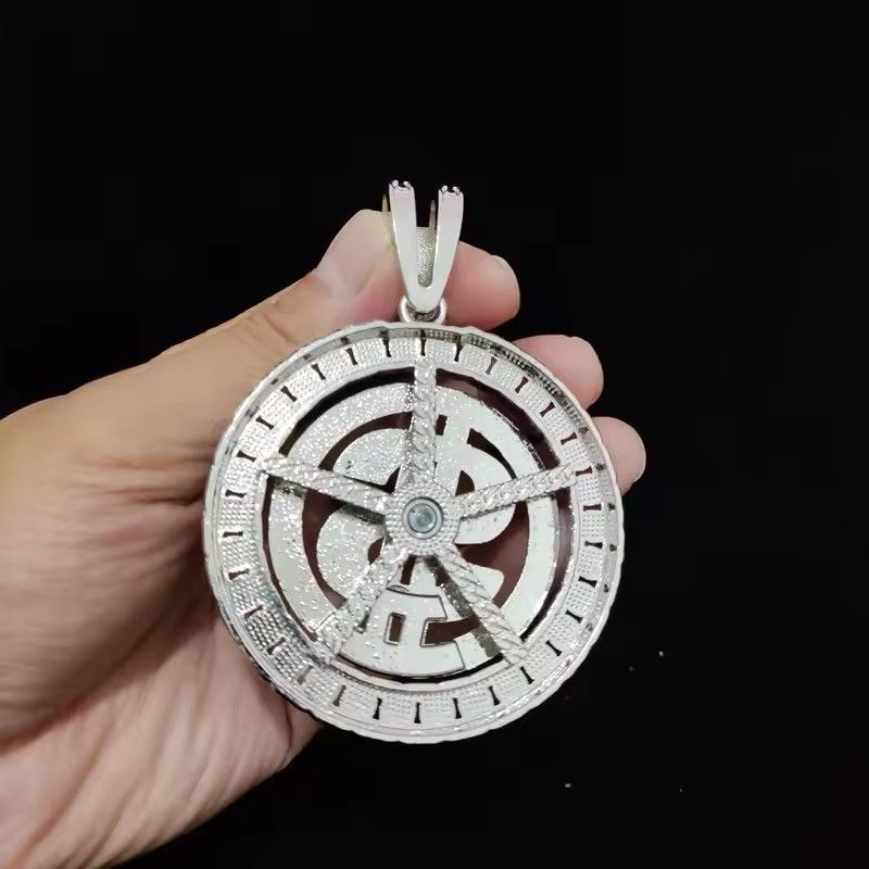 Jewelry Iced out Bling Rotatable Dollar Pendant Necklace 13mm Width Size ONE SIZE - 9 Thumbnail