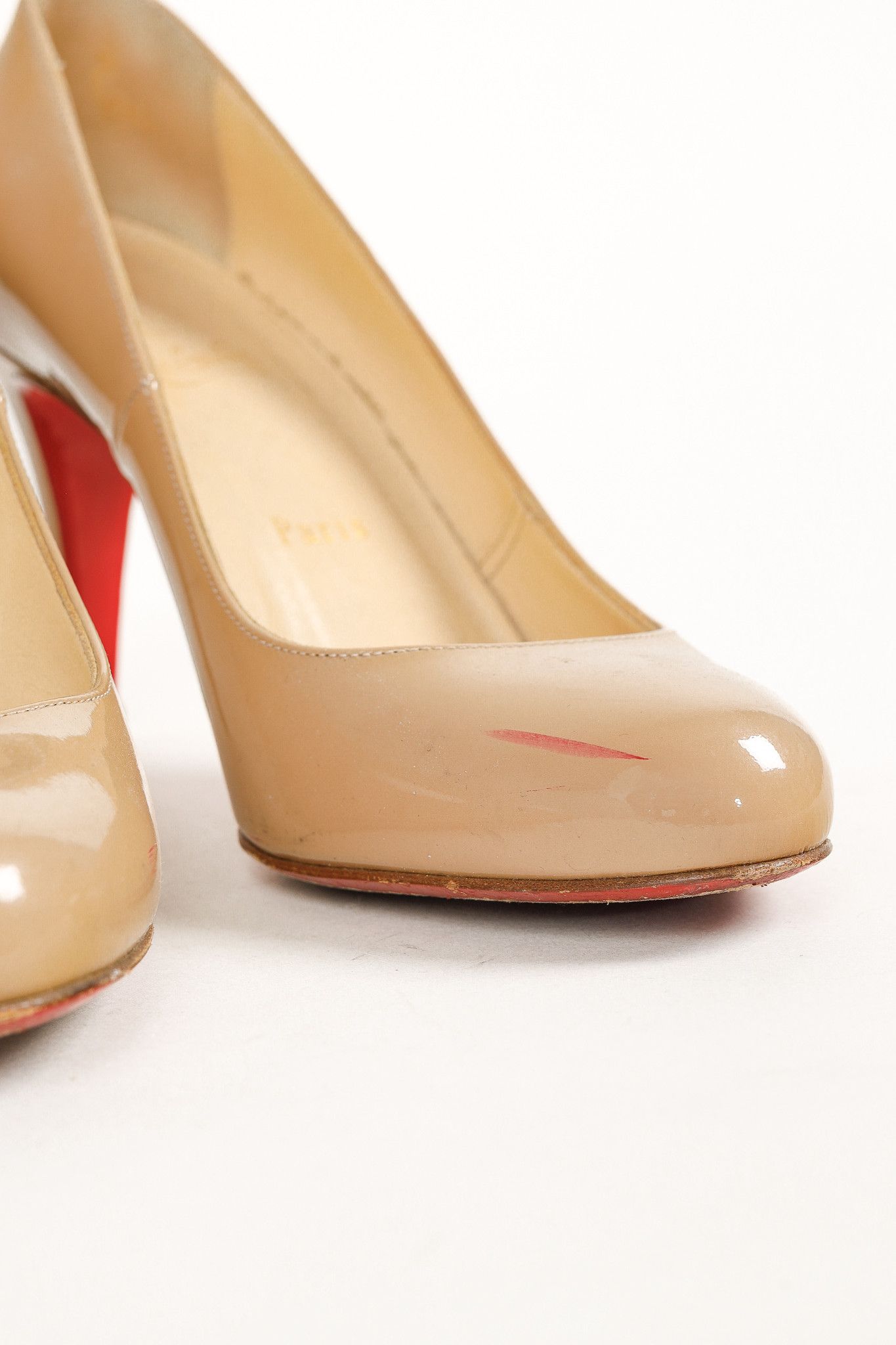 Christian Louboutin Christian Louboutin Pumppie 85 Beige Patent Leather Pumps Size US 7.5 / IT 37.5 - 7 Thumbnail