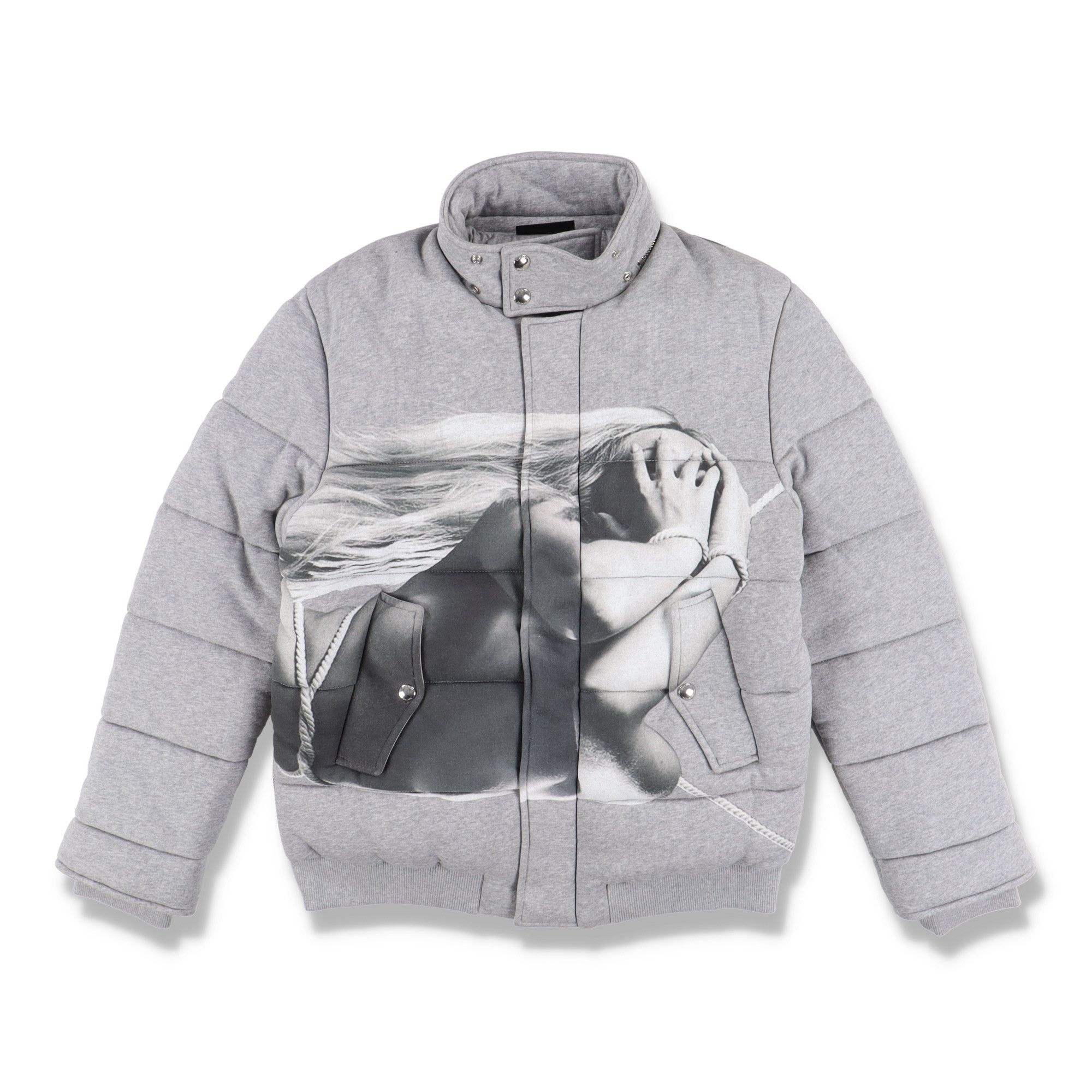 Givenchy Grey Bondage Girl Padded Bomber Jacket Size US XS / EU 42 / 0 - 1 Thumbnail
