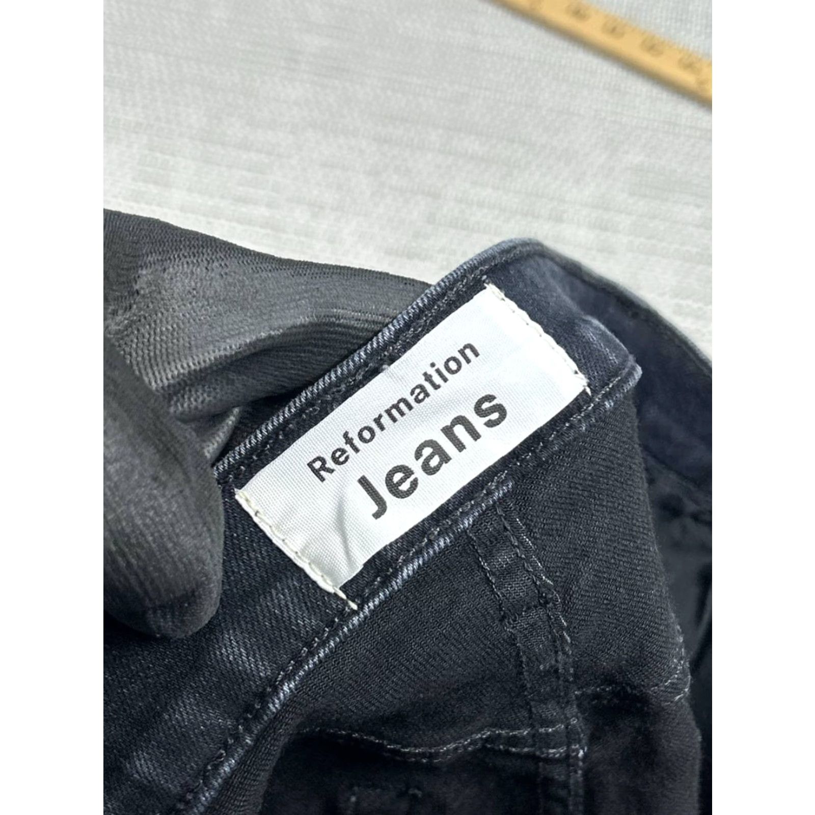 Reformation Reformation Jeans Womens 27 Black Denim Mid Rise Skinny Distressed Pockets 5-Pocket City Preppy Cotton Size 27" / US 4 / IT 40 - 7 Thumbnail