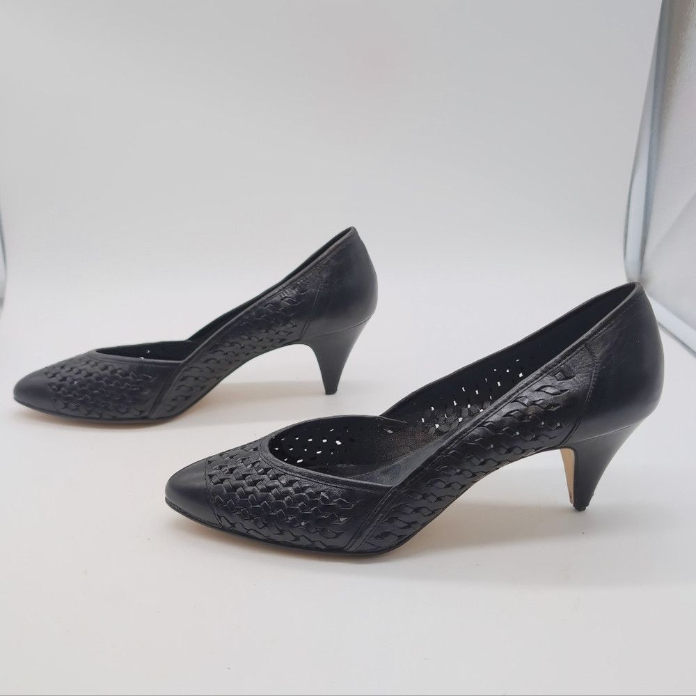 Vintage Vintage Cheryl Tiegs Sz 8.5 Black Leather Cut work Women's Size US 8.5 / IT 38.5 - 4 Thumbnail