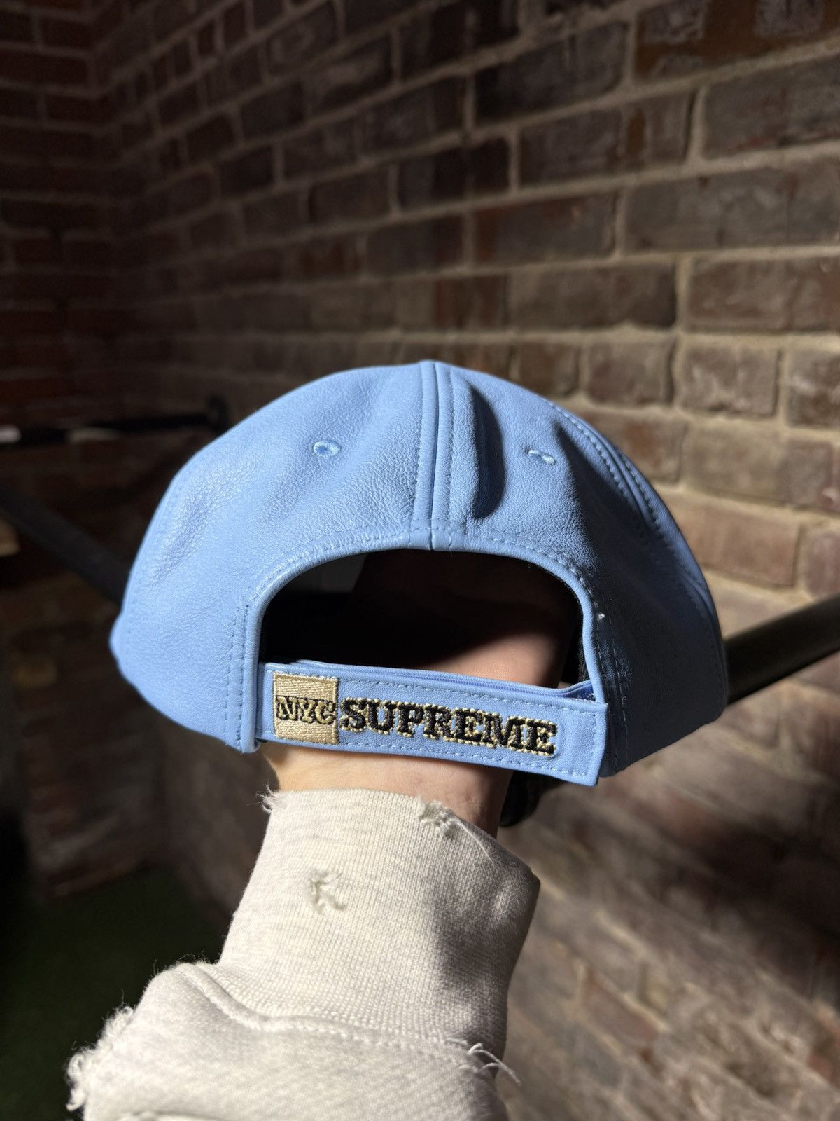 Supreme Supreme New York Blue Leather 6-Panel Hat Size ONE SIZE - 2 Thumbnail