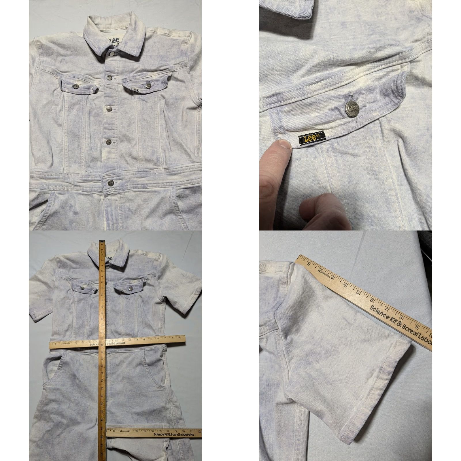 Lee LEE UNION-ALLS Women Small Purple Acid Wash Denim Short Romper Size 28" / US 6 / IT 42 - 8 Thumbnail