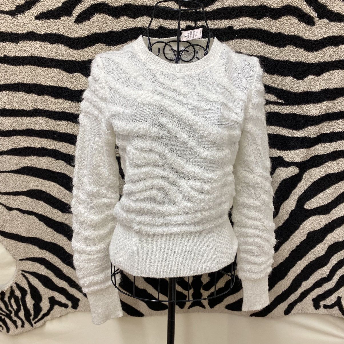Vintage Light white soft cotton sweater Size S / US 4 / IT 40 - 2 Thumbnail