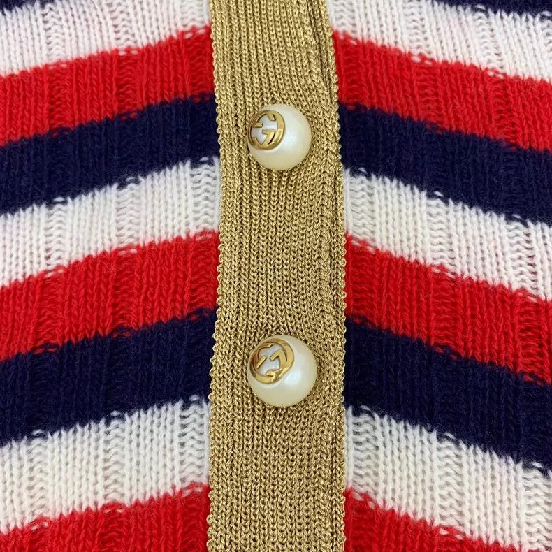 Gucci Gucci Color-blocked striped wool V-neck single-breasted lon Size M / US 6-8 / IT 42-44 - 5 Thumbnail