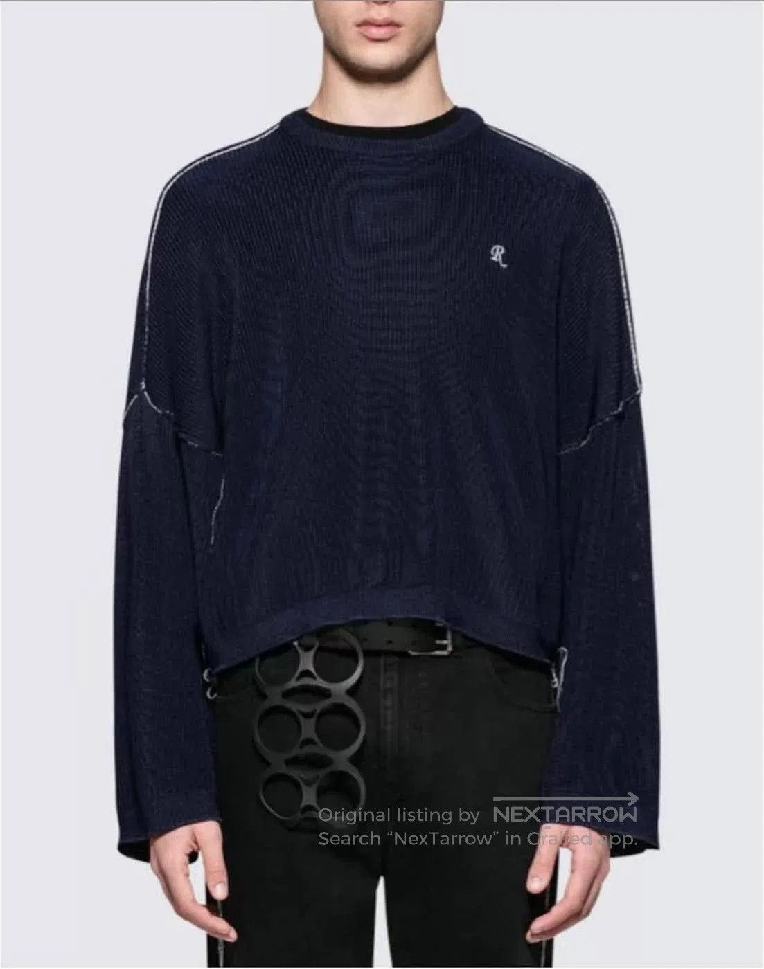 Raf Simons Blue Long Sleeve Knit Sweater. Size US M / EU 48-50 / 2 - 7 Thumbnail