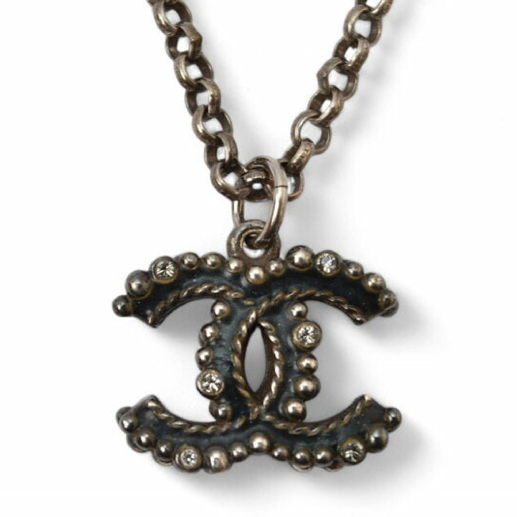 Chanel Chanel Necklace Pendant CHANEL Coco CC Rhinestone Silver 17 Men's Women's Size ONE SIZE - 1 Thumbnail