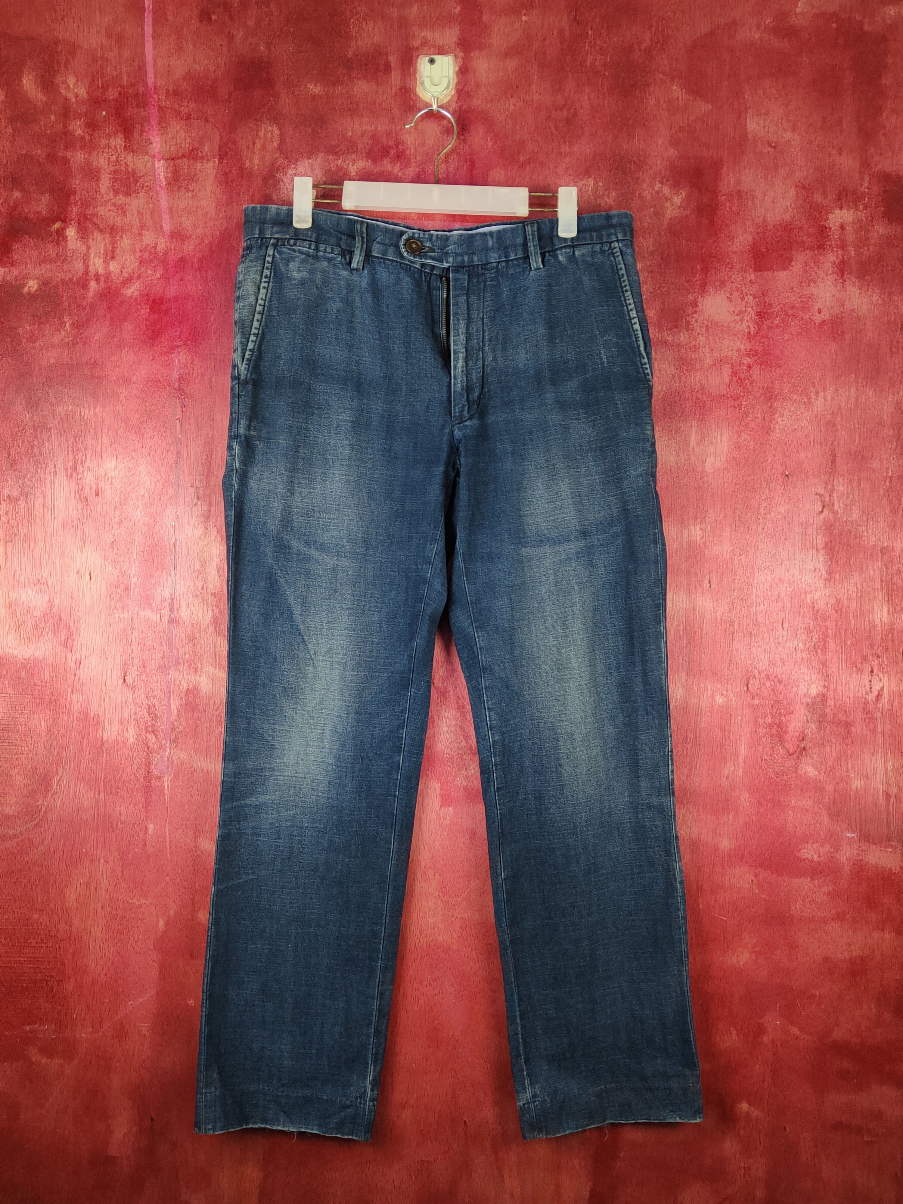 Japanese Brand Lands End Blue Distressed Ripped Soft Jeans #S2054 Size US 32 / EU 48 - 1 Thumbnail