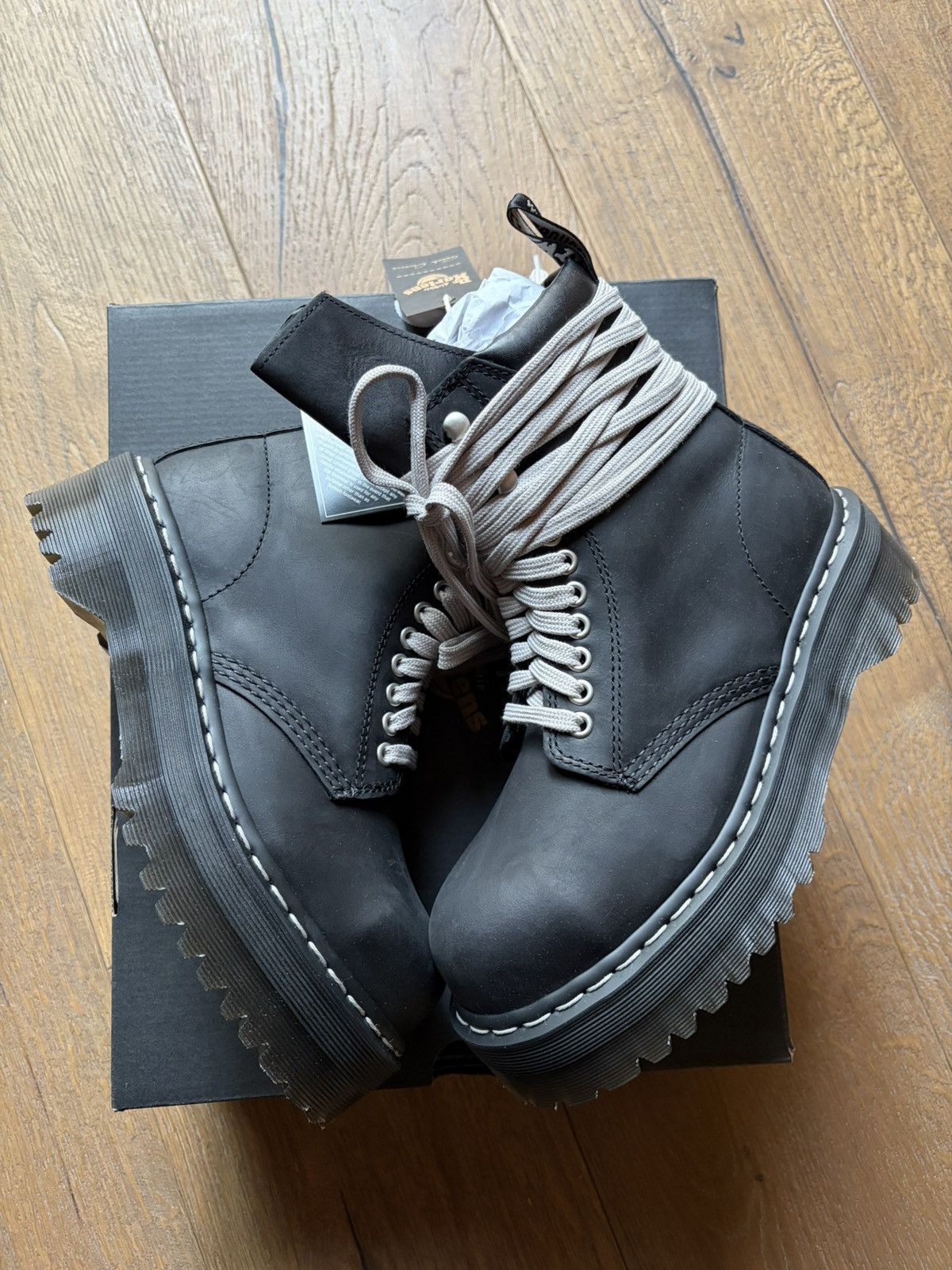 Rick Owens X Dr Martens Quad Sole Steel Toe Boots new