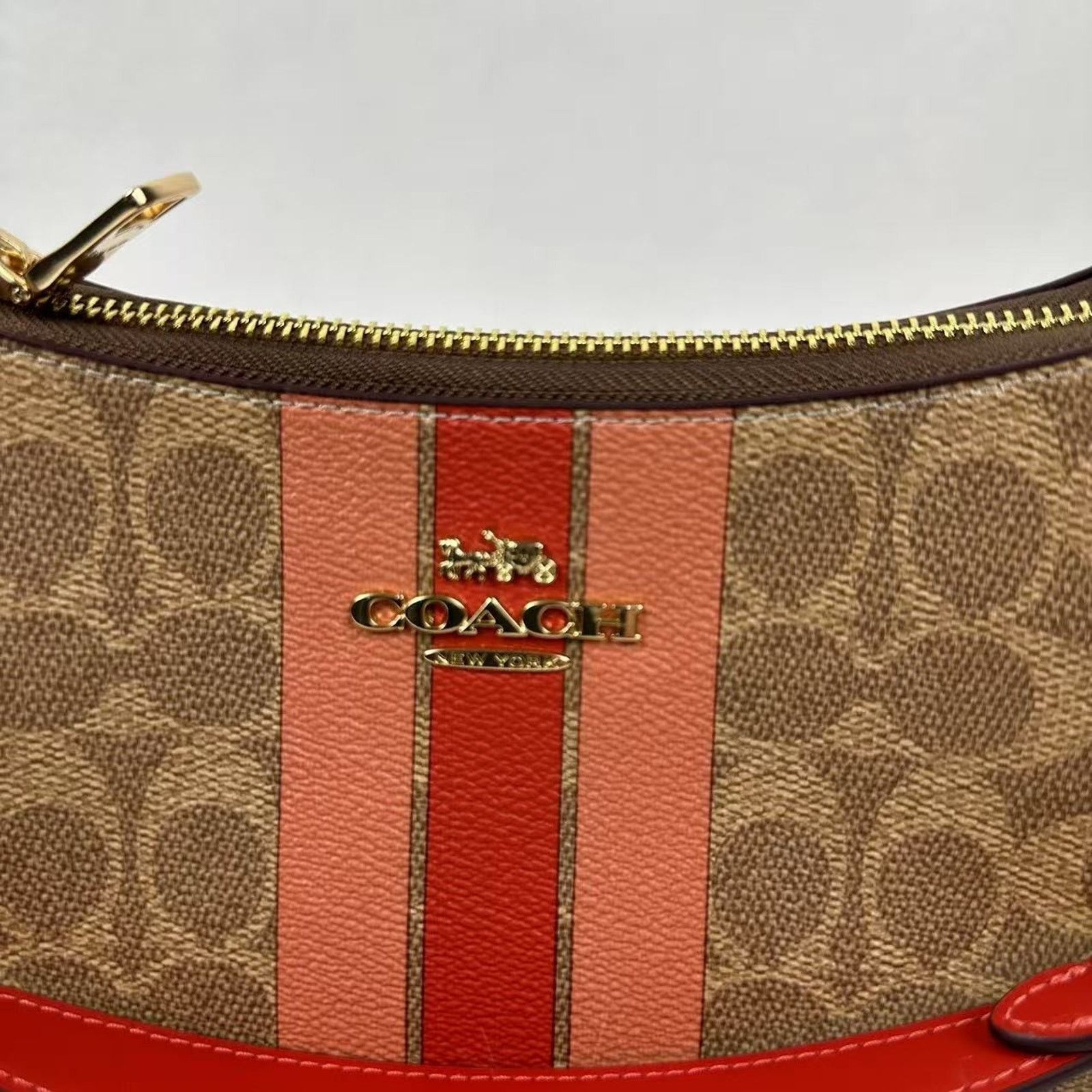 Coach Coach Teri Shoulder Bag In Signature Canvas Stripe In Tan Size ONE SIZE - 5 Thumbnail