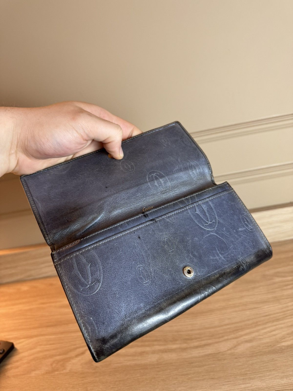 Cartier Cartier long wallet cabochon leather black Size ONE SIZE - 4 Thumbnail