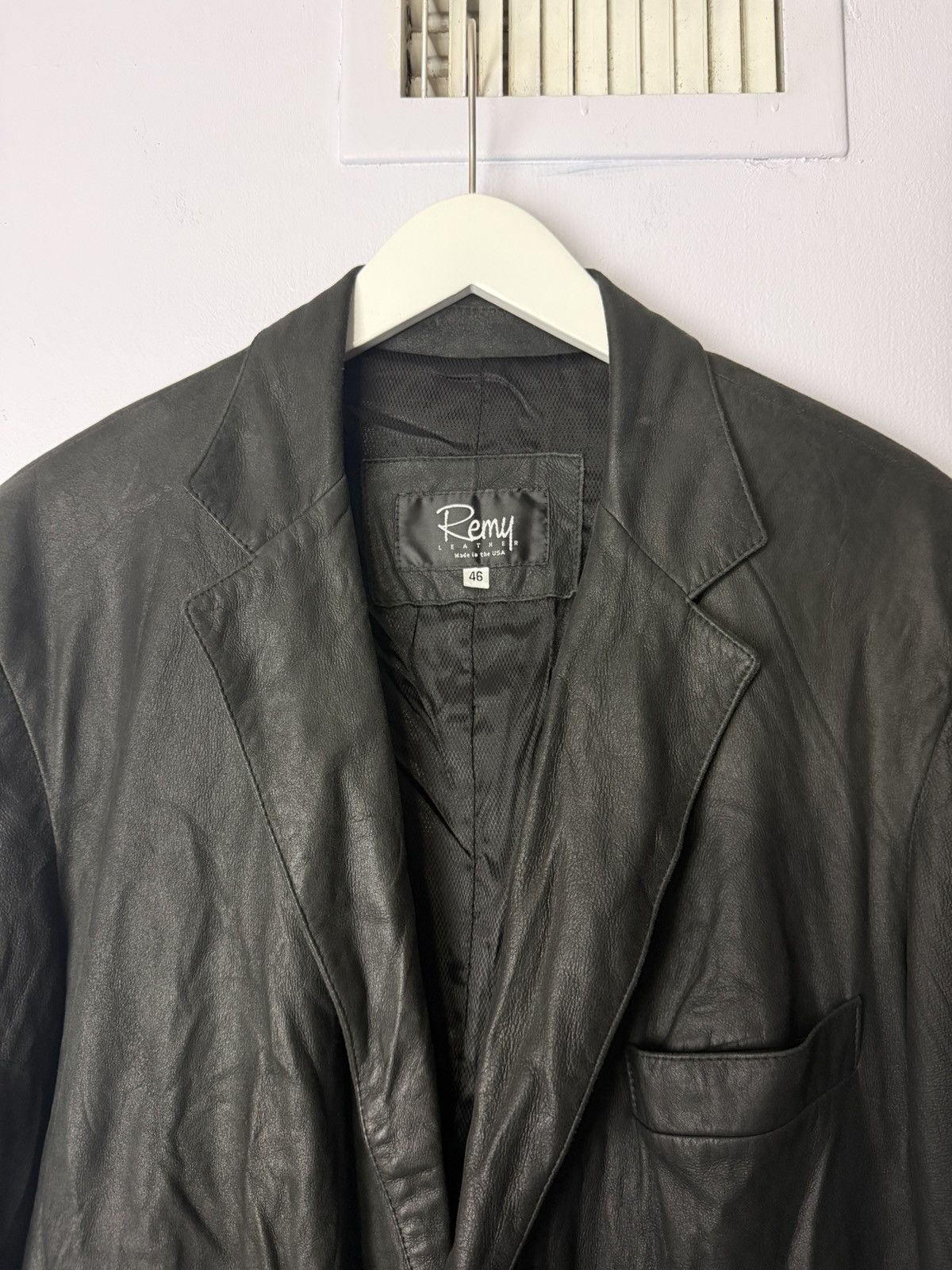 Remy Remy Leather Blazer Black Size 46 Rare Retail $1250.00 Size 46L - 3 Thumbnail