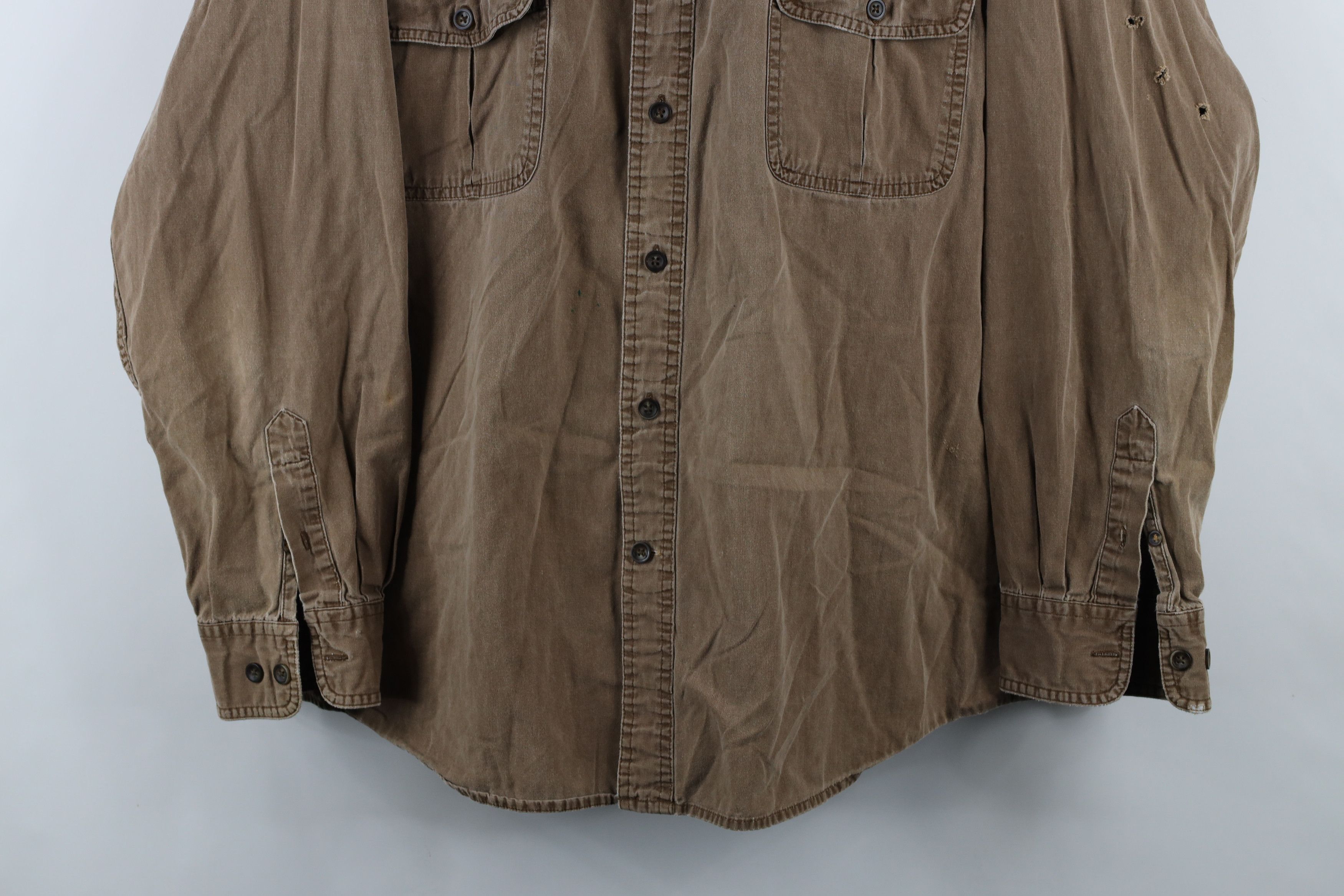 Vintage Vintage 90s Streetwear Stonewash Canvas Button Shirt Brown Size US XXL / EU 58 / 5 - 3 Thumbnail