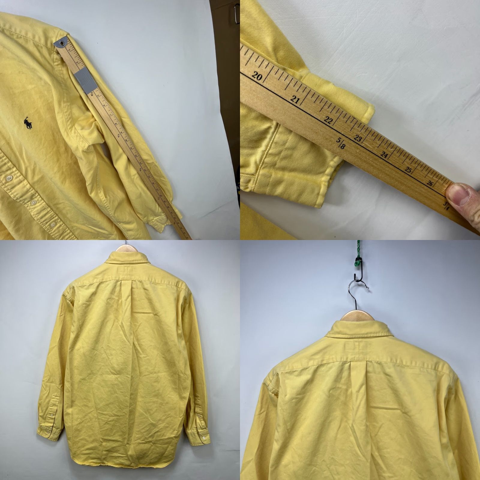 VINTAGE Polo Ralph Lauren Blake Pony Button-Up Long Sleeve Shirt M Yellow 90s Mens shirt