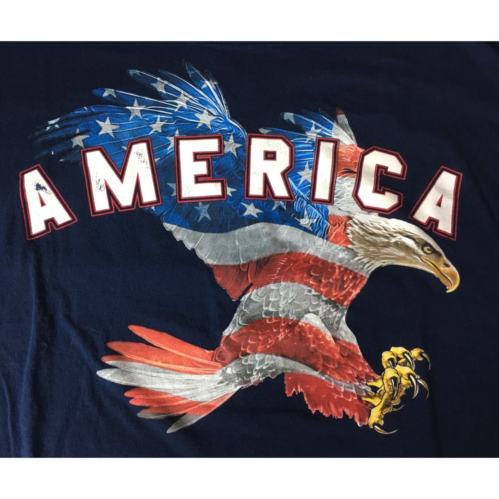 Gildan VINTAGE Bald Eagle USA Blue Gildan T-Shirt Men L Graphic Tee Short Sleeve Print fading USA Eagle Men L Blue Graphic Tee 90s Size US L / EU 52-54 / 3 - 2 Thumbnail