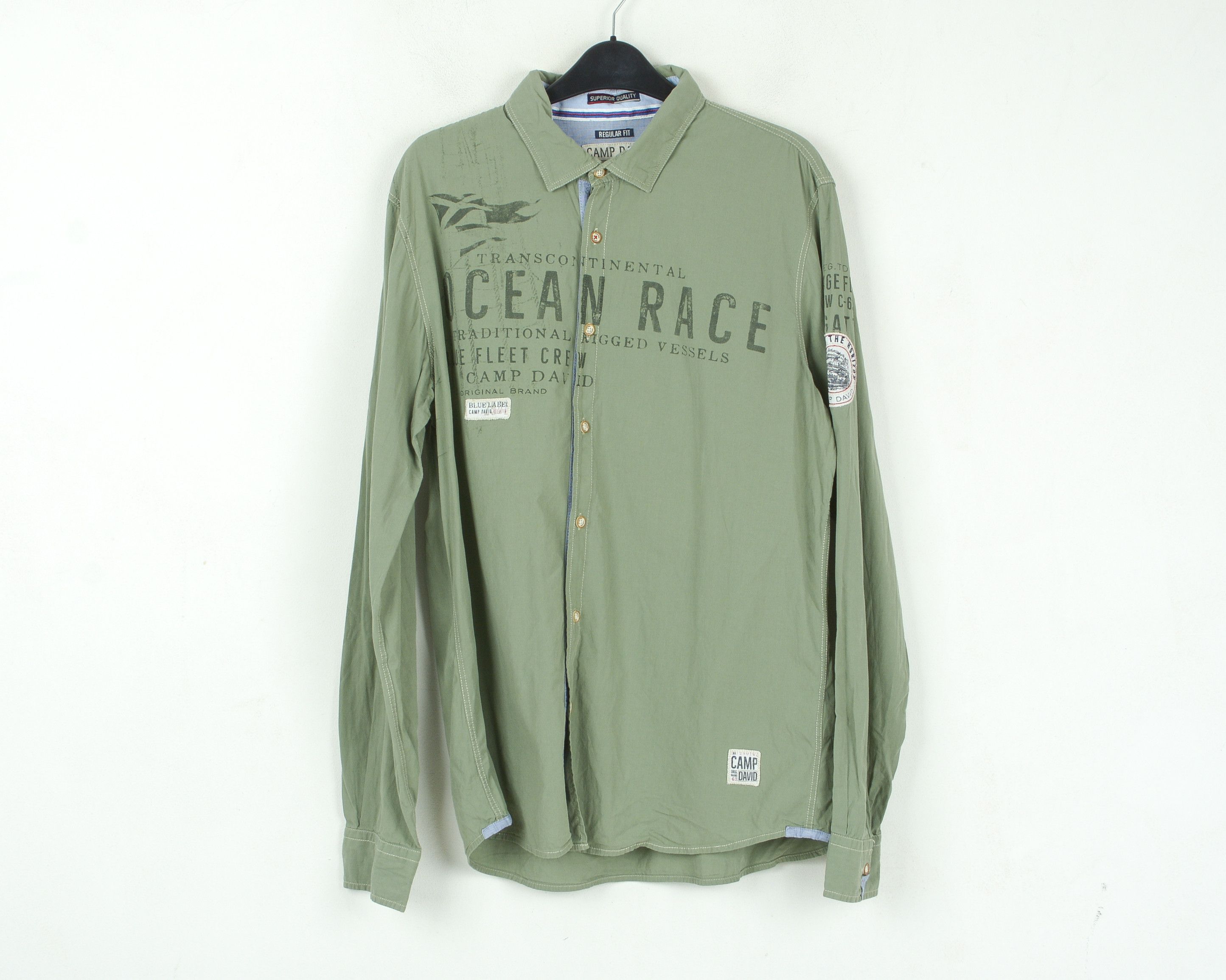Camp David Shirt M Long Sleeve Regular Button up Mint Green Cotton Size US M / EU 48-50 / 2 - 1 Thumbnail