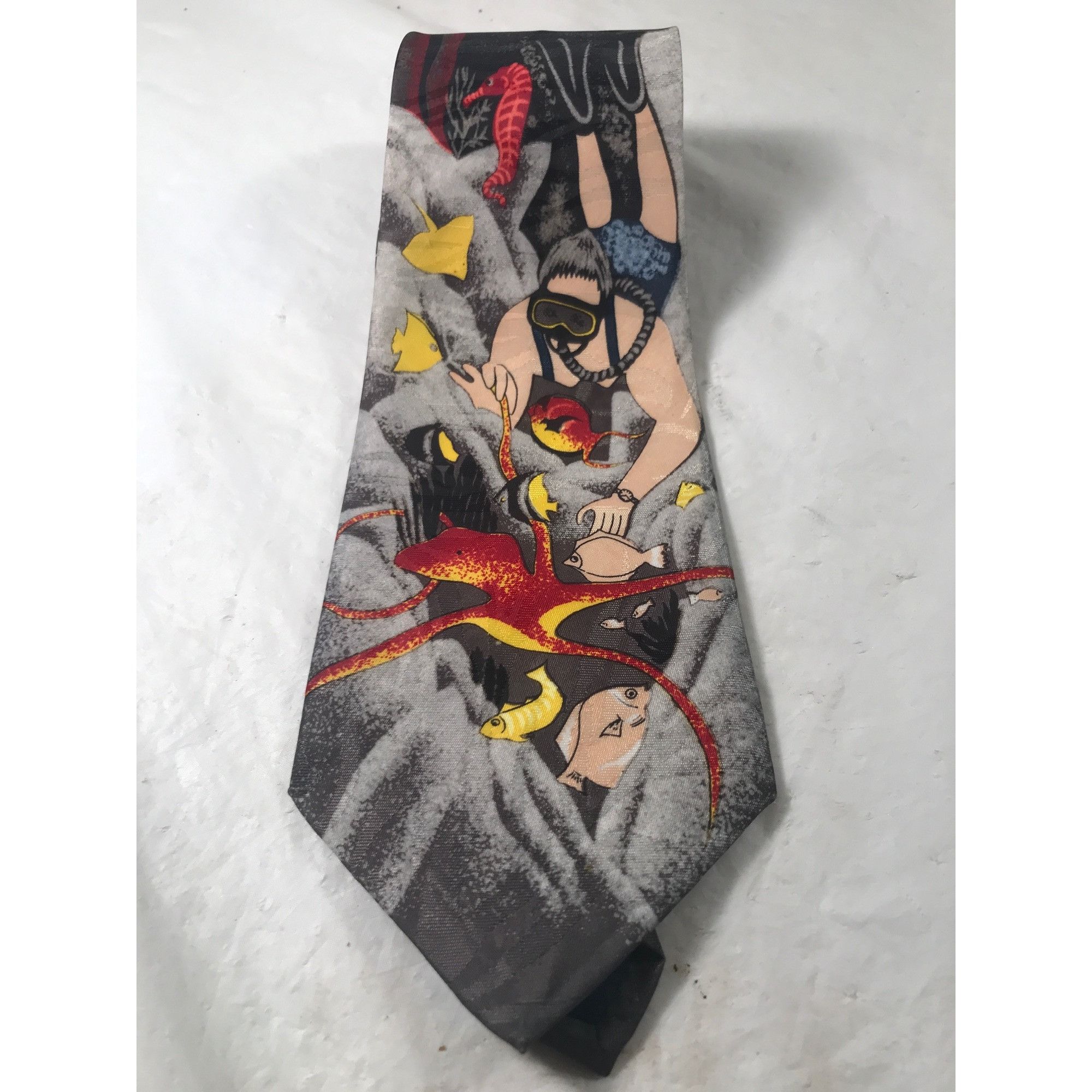 Vintage Vintage Marbella Men’s Black Silk Scuba Diver Neck Tie Size ONE SIZE - 6 Thumbnail