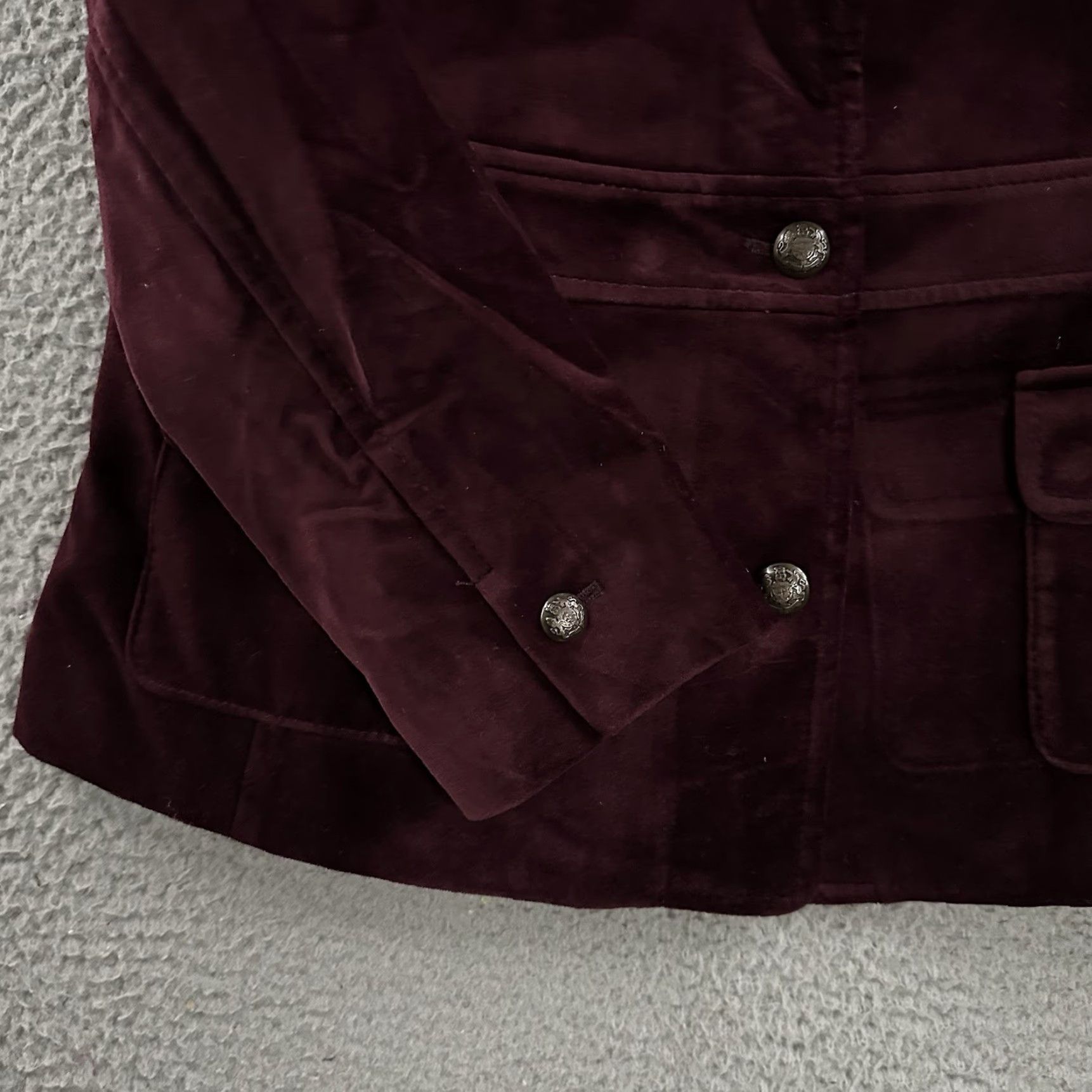 Talbots Talbots Blazer Burgundy 6P Petite Velvet Lined Cotton Military Style Women’s Jacket Lined Button A-Line Basic Jacket Size M / US 6-8 / IT 42-44 - 4 Thumbnail