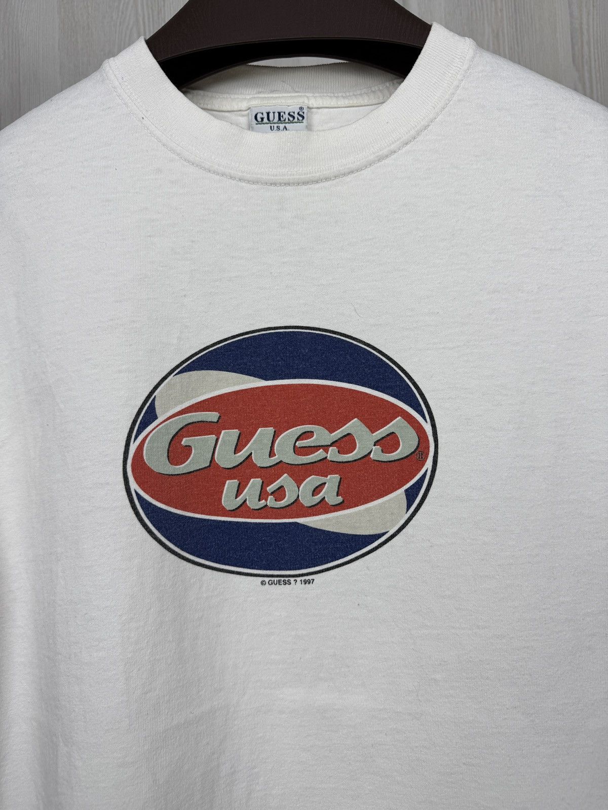 Guess Guess USA vintage 90s big logo 1997 white tee shirt Size US M / EU 48-50 / 2 - 2 Thumbnail