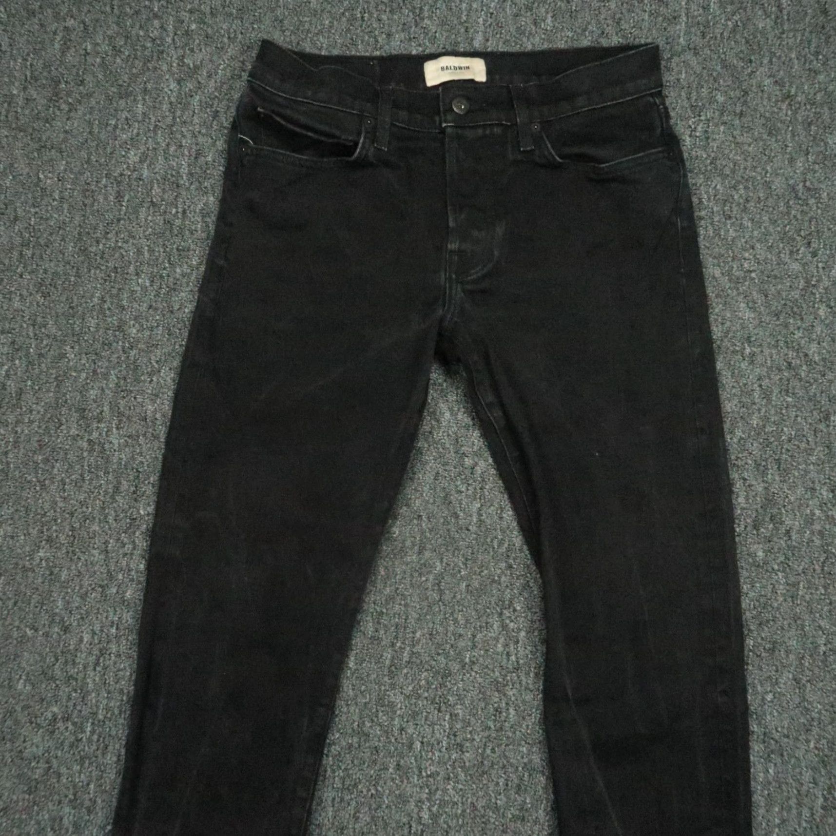 Vintage BALDWIN Jeans Men 30x32 Black Raw Slim Selvedge Straight 5 Pocket 10-Character Version? Size US 30 / EU 46 - 2 Thumbnail