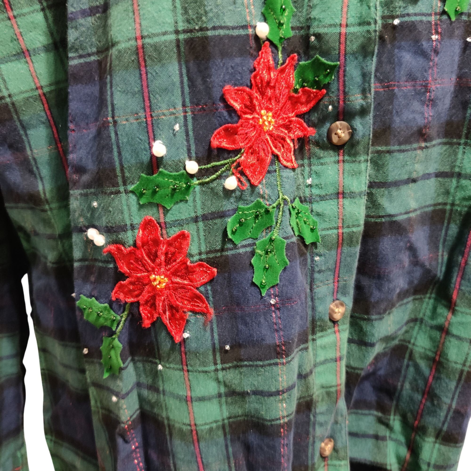 Vintage Vintage Victoria Jones Plus Size 2X Green Plaid Poinsettia B Size XXL / US 16-18 / IT 52-54 - 3 Thumbnail
