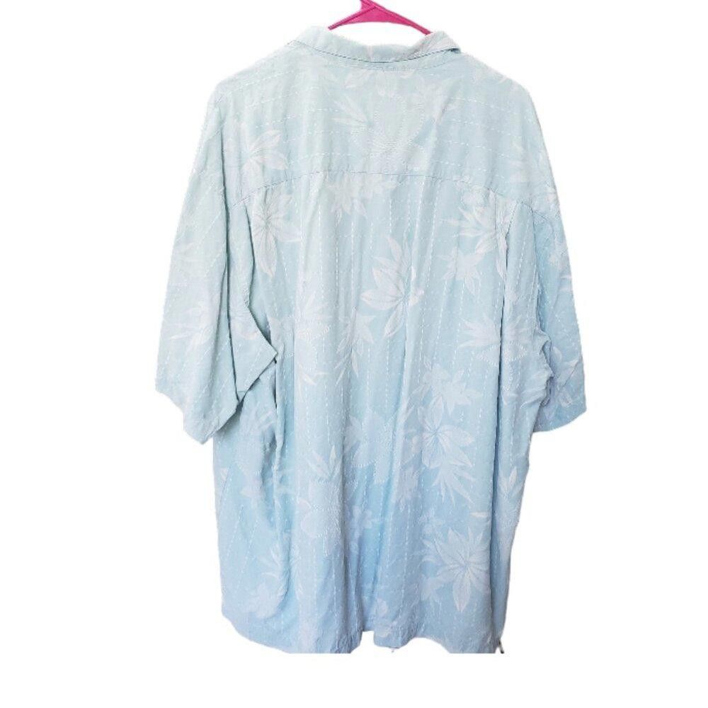 Tommy Bahama CT1533 Tommy Bahama Silk Aqua & White Tropical Shirt XXL Size US XXL / EU 58 / 5 - 3 Thumbnail