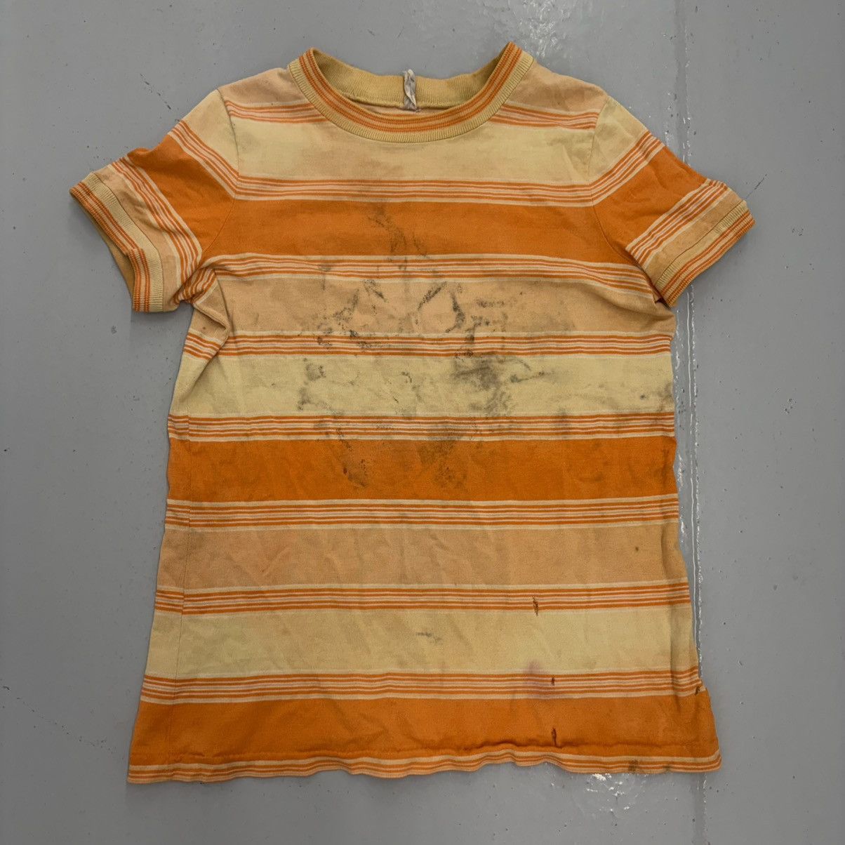 Other Vintage 60s Orange Striped Cotton Distressed T-Shirt Size US S / EU 44-46 / 1 - 1 Thumbnail
