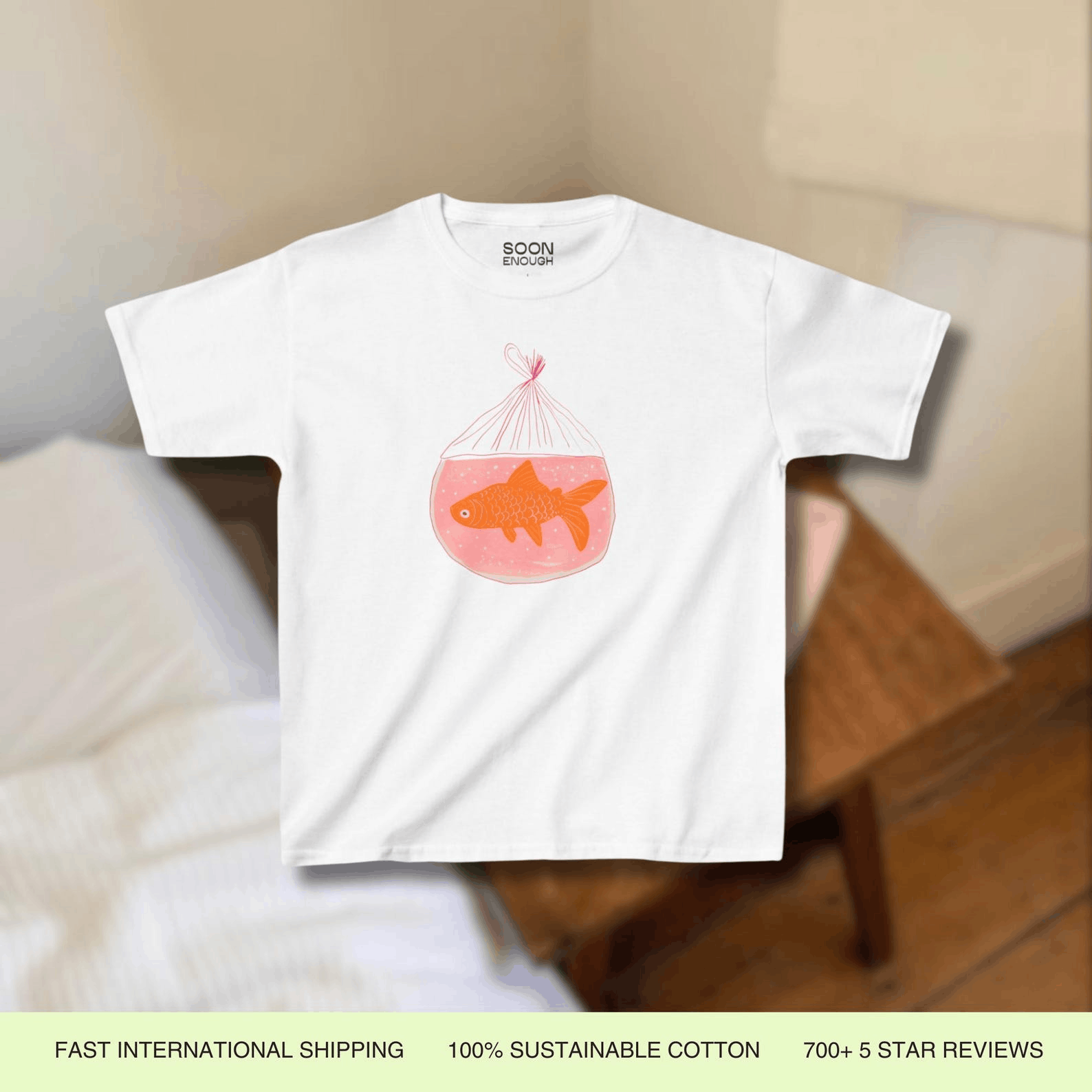 Other Goldfish Graphic Baby Tee – Retro Y2K Statement Essential Size S / US 4 / IT 40 - 3 Thumbnail