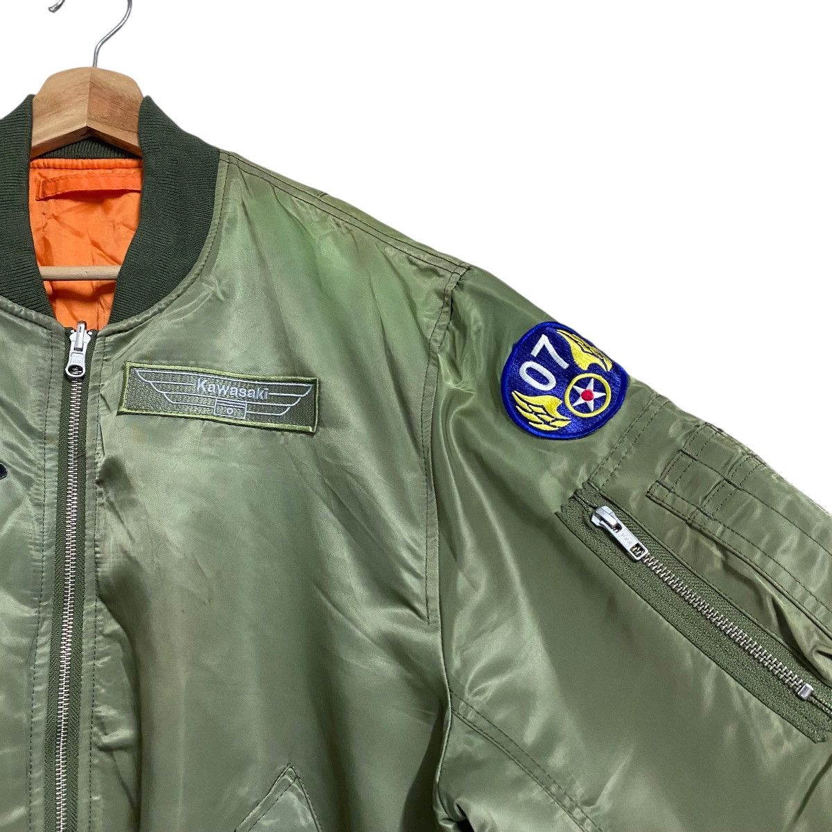 Japanese Brand Kawasaki MA-1 Bomber Jacket Reversible Sunfaded Size US XL / EU 56 / 4 - 10 Thumbnail