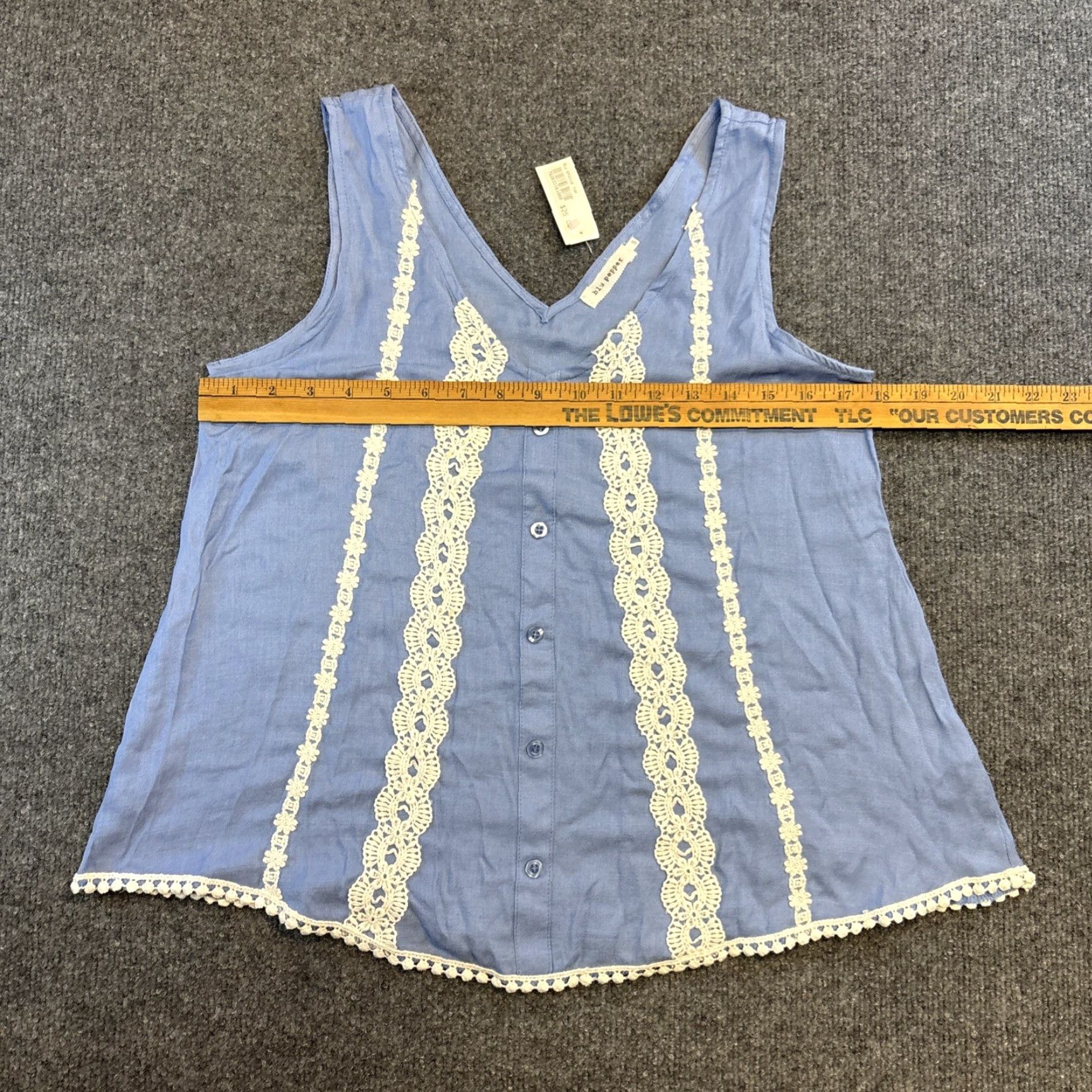 Vintage Blu Pepper Tank Women S Bohemian Crochet Eyelet Lace V-Neck Overize Button Up Sleeveless Pullover Knit Polyester White S Regular Basic Casual Shirt? Size S / US 4 / IT 40 - 4 Thumbnail