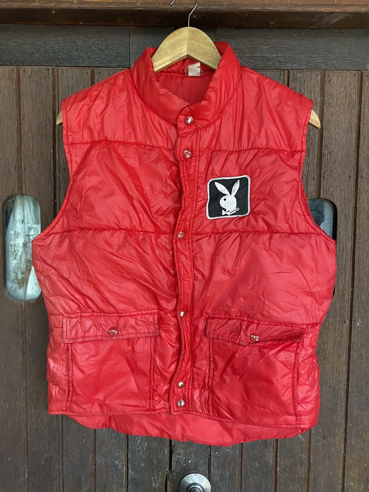 Vintage Playboy Puffy Vest Red Jackets | Grailed