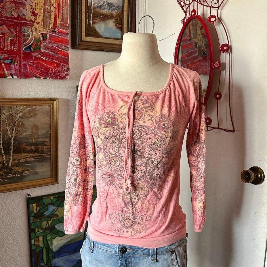 Other sugar tart pink long sleeve bohemian top Size L / US 10 / IT 46 - 1 Thumbnail