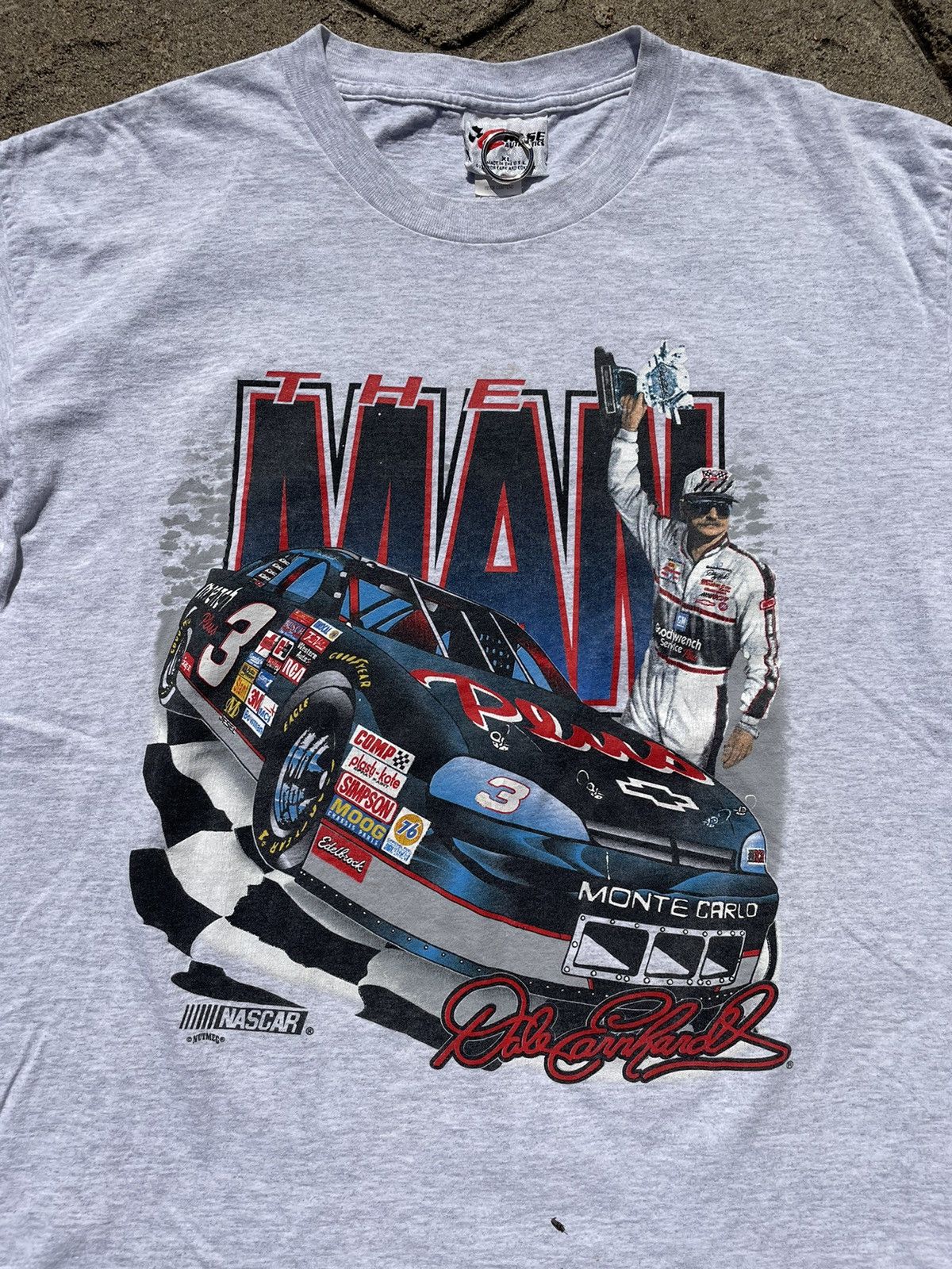 Chase Authentics × NASCAR Vintage 90s Dale Earnhardt Sr. Grey “The Man” Graphic Tshirt Size US XL / EU 56 / 4 - 2 Thumbnail