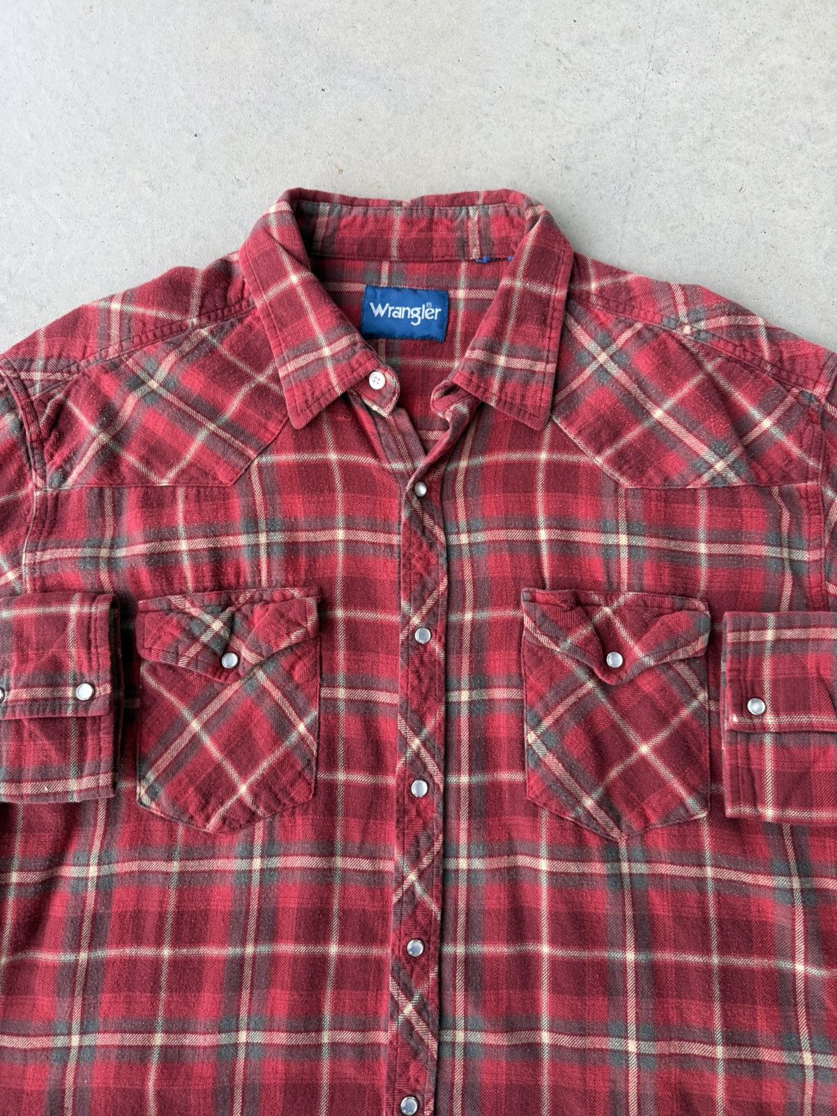 Vintage Vintage 90s Wrangler Pearl Snap Flannel Size US L / EU 52-54 / 3 - 3 Thumbnail