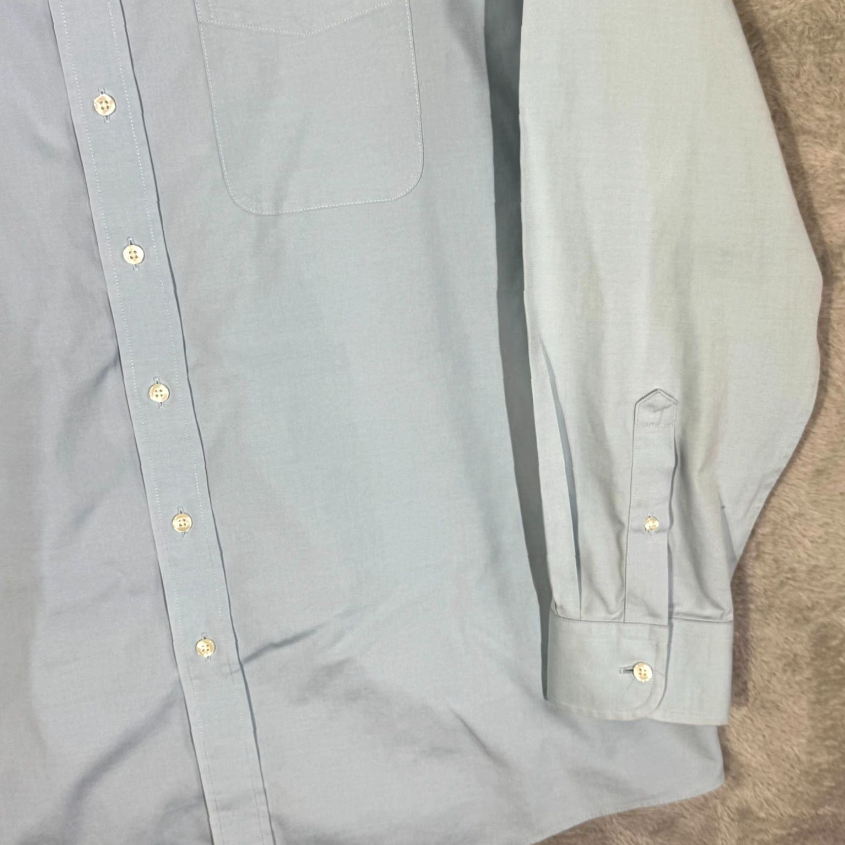 Vintage Gold Label Dress Shirt Men Blue 17.5×35 Long Sleeve Button-Down Fitted 100% Cotton Formal Shirt Mens Regular Neck 17.5 in Vintage No Size 48R - 5 Thumbnail