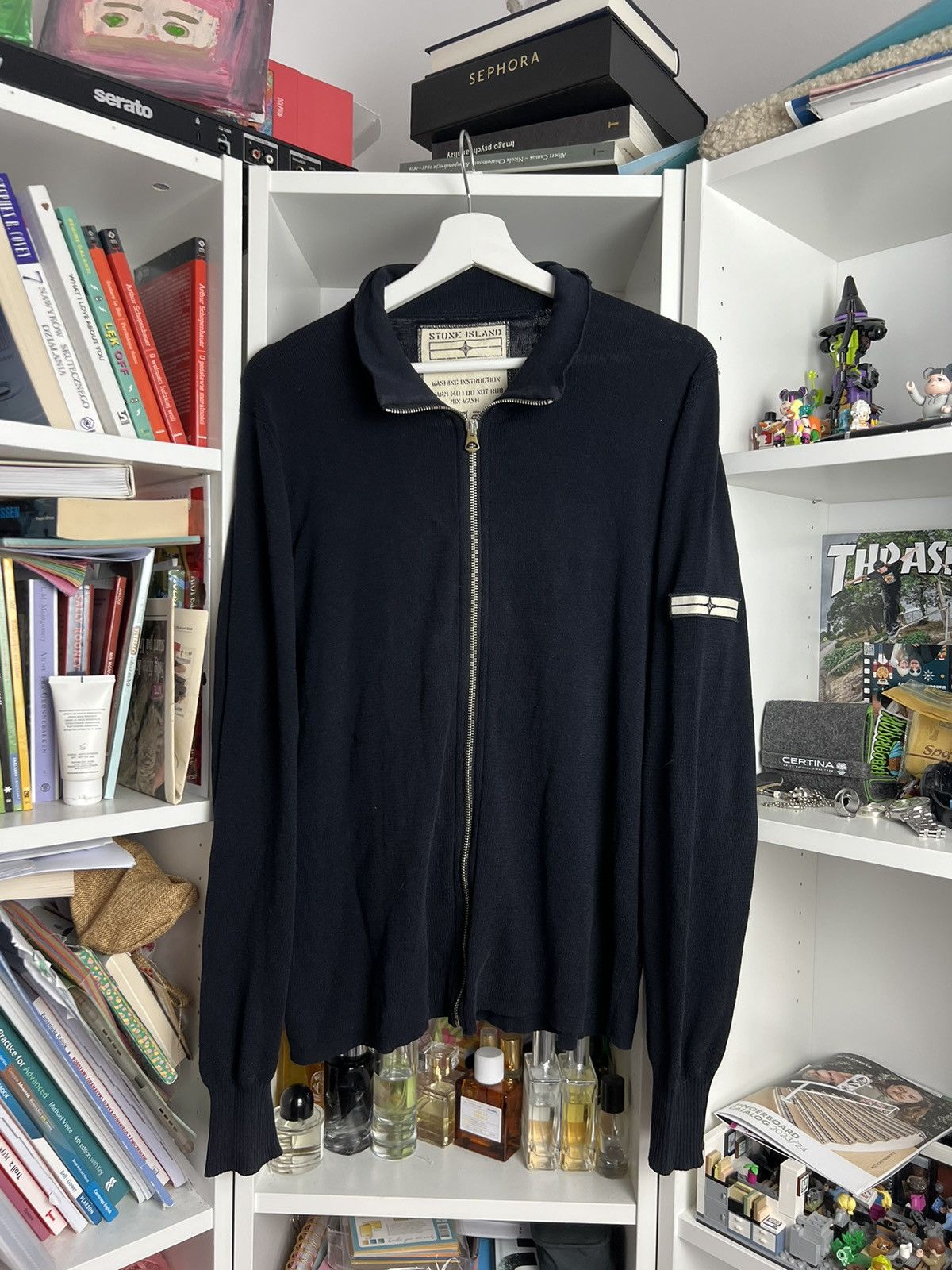 image of Vintage Stone Island Denims Black Zip Up Cotton Sweater L, Men's (Size Large)