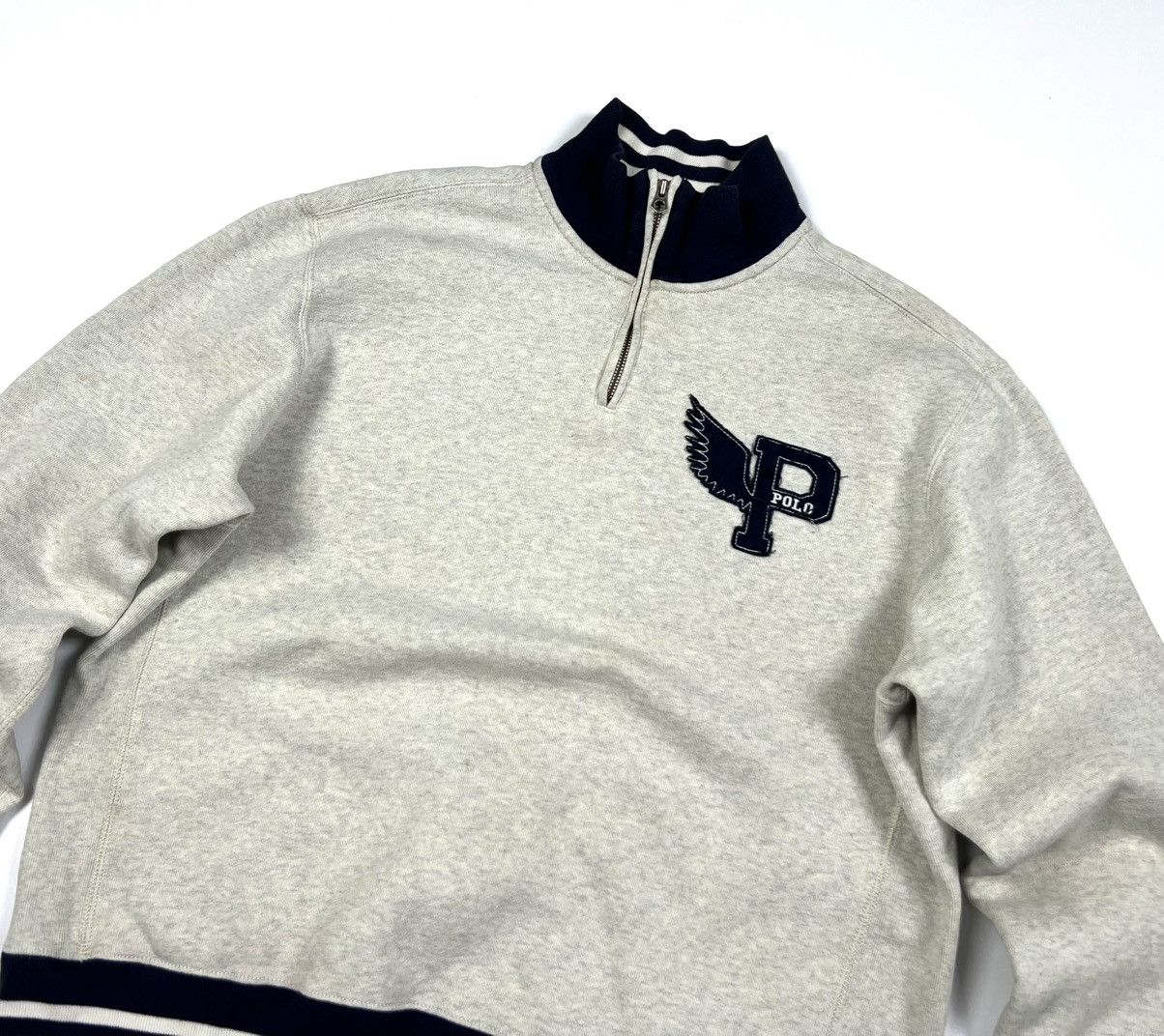 Polo Ralph Lauren × Rugby Ralph Lauren × Vintage Vintage Polo Ralph Lauren P Wing Logo Cotton 1/4 Zip Size XL Size US XL / EU 56 / 4 - 5 Thumbnail