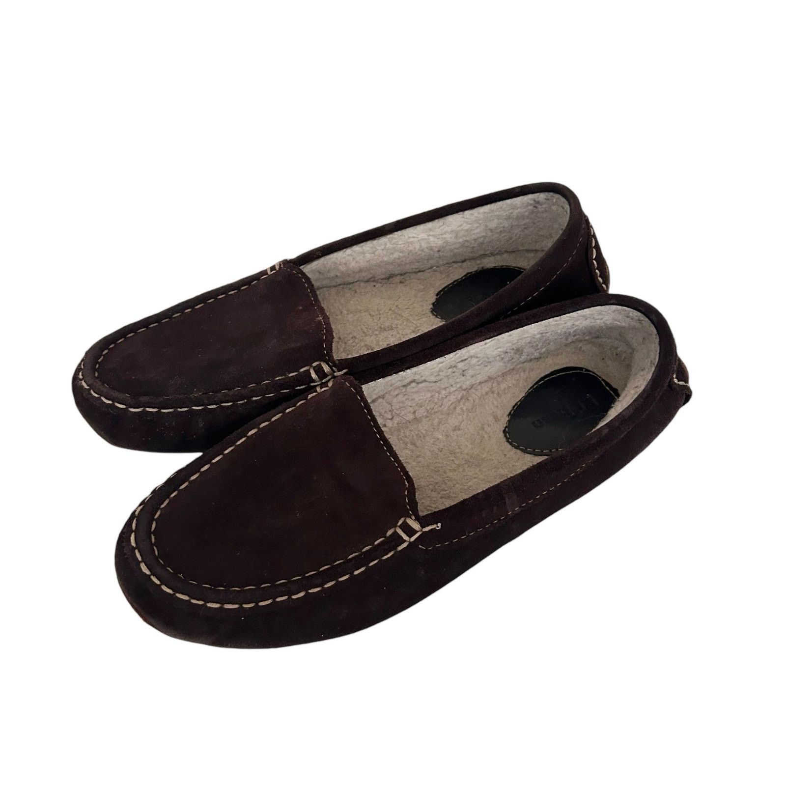 L.L. Bean LL Bean Brown Suede Sherpa Lined Slippers Moccasins Sz 9 Size US 9 / IT 39 - 5 Thumbnail