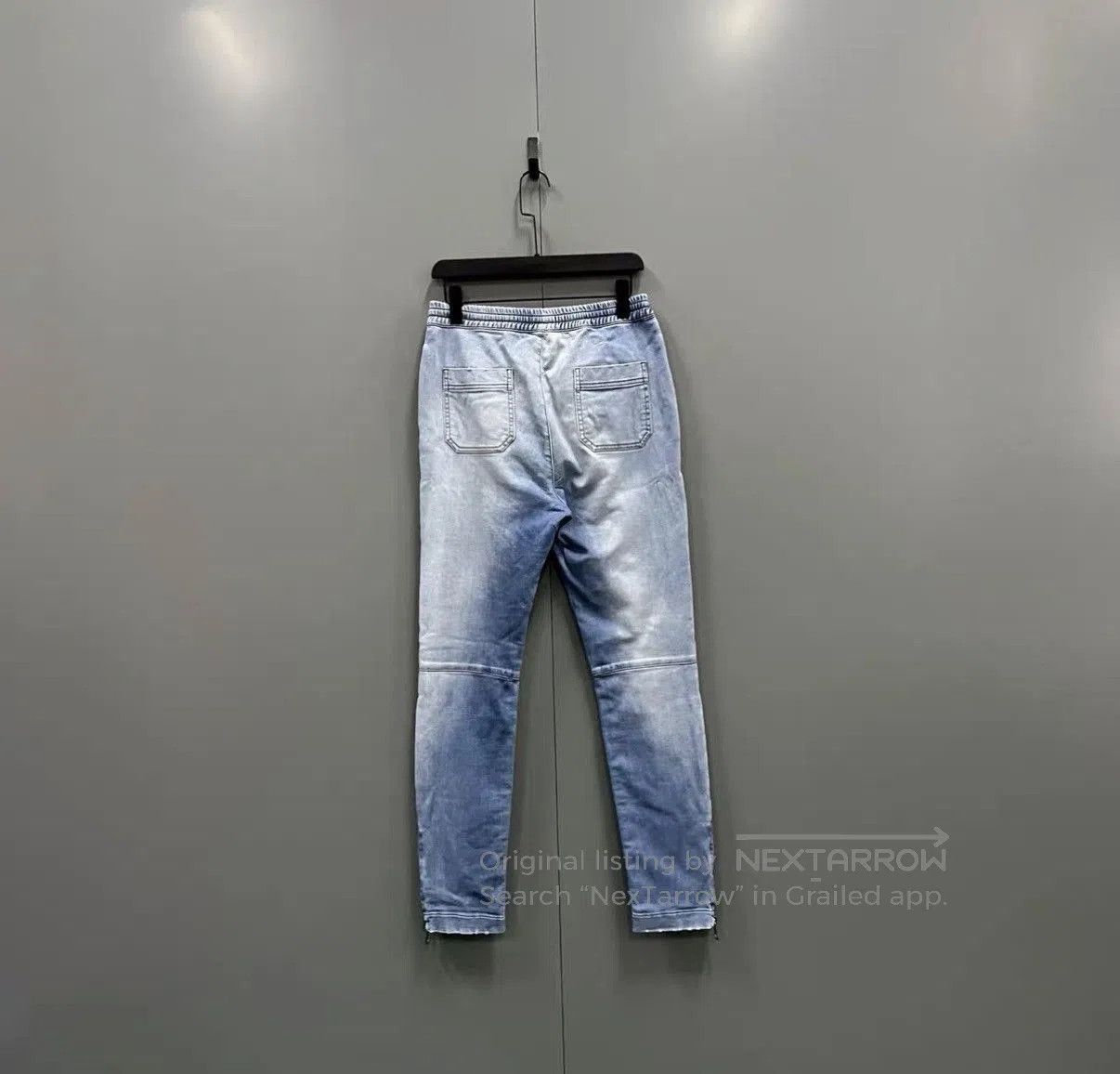 Balmain Blue Distressed Denim Pants with Moto Panel Details. Size US 30 / EU 46 - 2 Thumbnail
