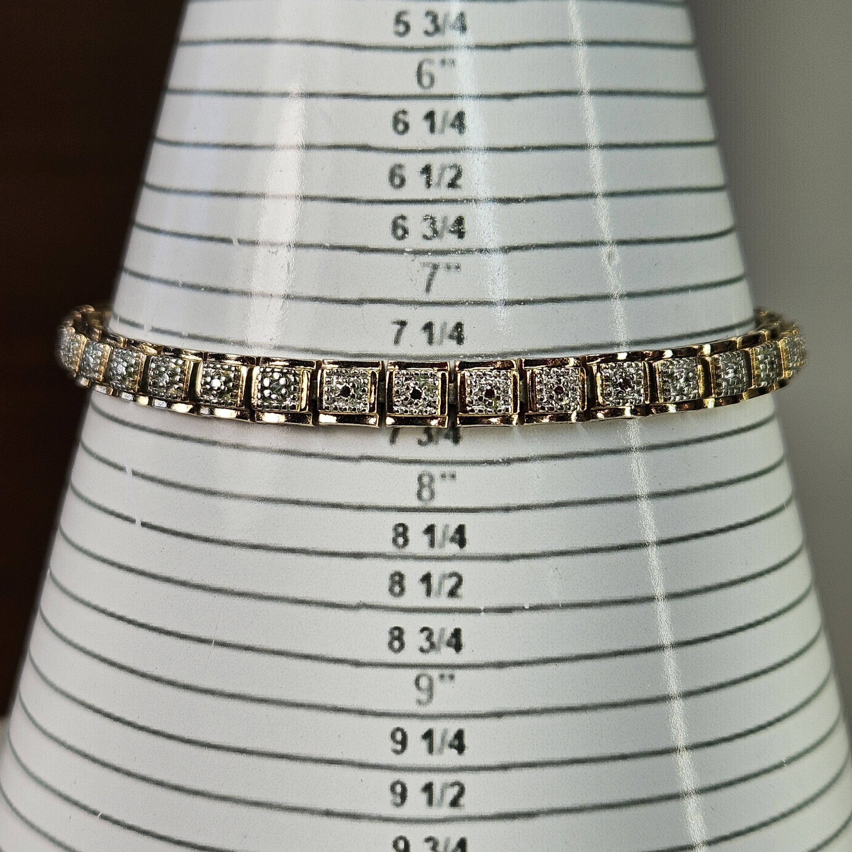 Other Tennis Bracelet 7.5" 925 Silver Gold Vermiel Square Link Size ONE SIZE - 10 Thumbnail