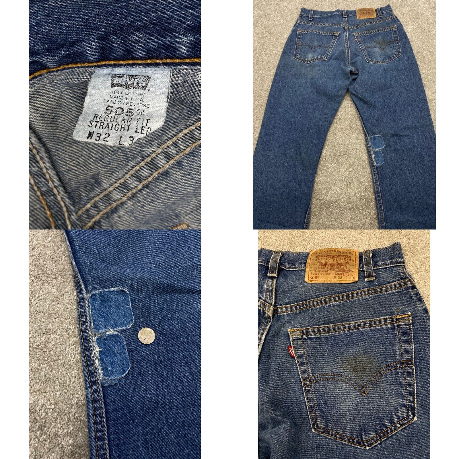 Levi's VTG Levi's 505 Jeans Men's 32x30 Blue Denim Regular Straight Distressed USA Jeans Mens 32 Blue Distressed 505 Straight Levi's 500 Series Size US 32 / EU 48 - 8 Thumbnail