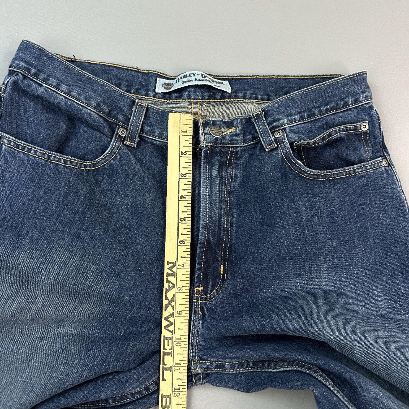 Harley Davidson Vintage Harley-Davidson Jeans Mens 34x30 Blue Dark Wash Denim Straight Biker Size US 34 / EU 50 - 5 Thumbnail